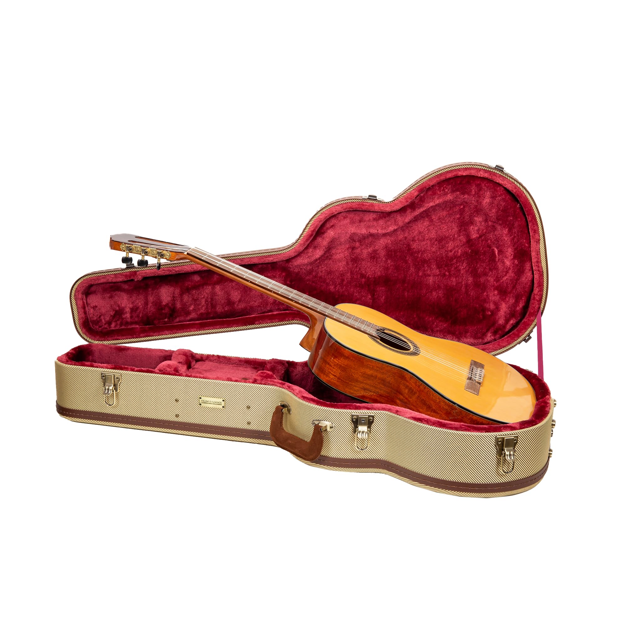 Crossrock Master Series Classical Guitar Case for 4/4 Nylon String | Classic Fabric Tweed Exterior, Re-Engineered Shell, Leather
