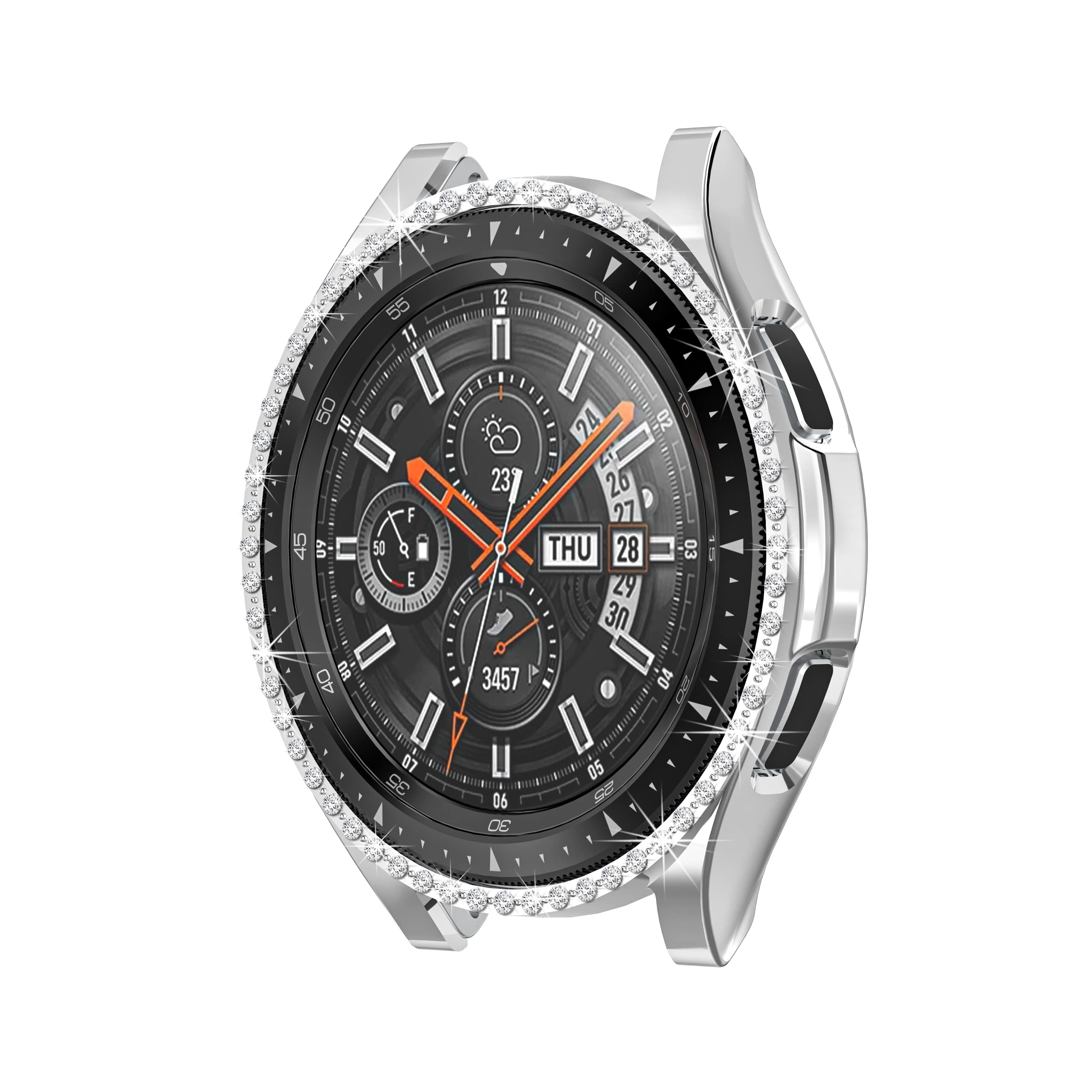 Aisports 2 Pcs Compatible For Samsung Galaxy Watch 4 Classic 42Mm Case For Women, Hard Pc Edge Bumper Case Bling Crystal Diamond