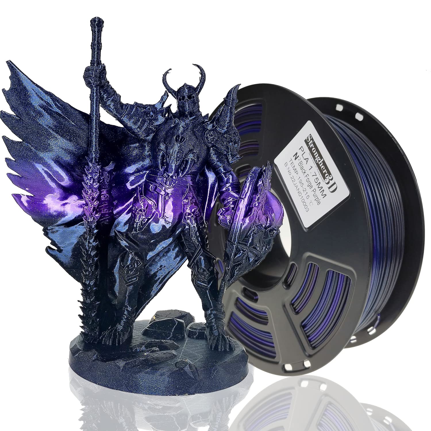 Stronghero3D Pla 3D Printer Filament 1.75 Mm,Pla Silk Purple,Pla Black,Pla Blue,Accuracy +/  0.05 Mm Net Weight 1 Kg For Ender3