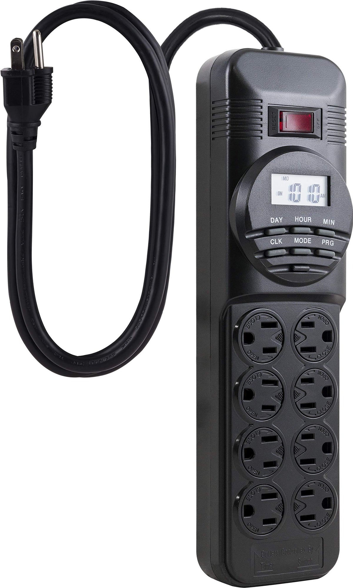 Ge 7 Day Programmable Power Strip With Digital Timer, 8 Grounded Outlets (4 Timed / 4 Always On), Indoor, 15 Amp, 1800W, Easy Pr