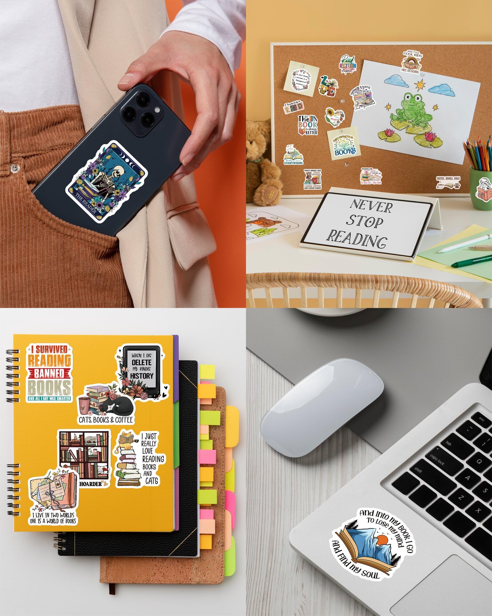 Mistar 110 Pcs Book Stickers For Kindle, Bookish Stickers, Reading Stickers, Kindle Stickers, Book Lover Stickers For Water Bott