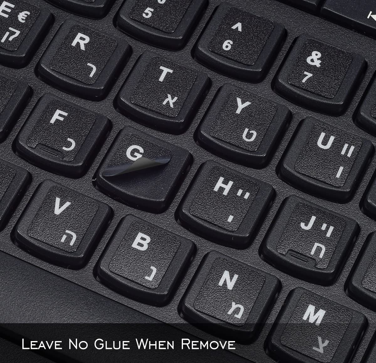 2Pcs Hebrew Keyboard Stickers Computer Keyboard Stickers Black Background With White Lettering, Keyboard Letters Replacement Sti