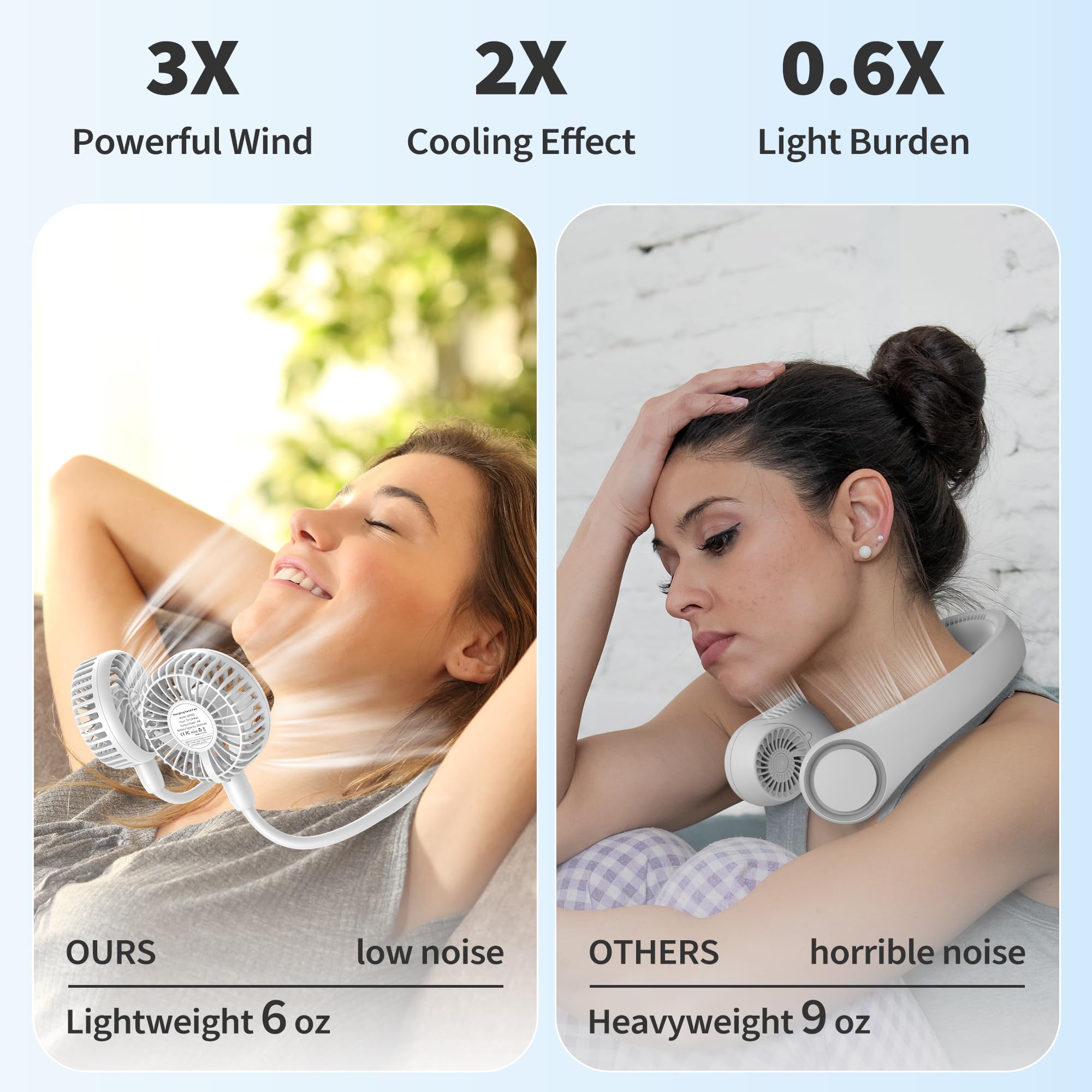 Panergy Portable Neck Fan Rechargeable Hand Free Personal Fan Mini Wearable Fan Battery Operated Usb Fan For Women Kids Sport Wo