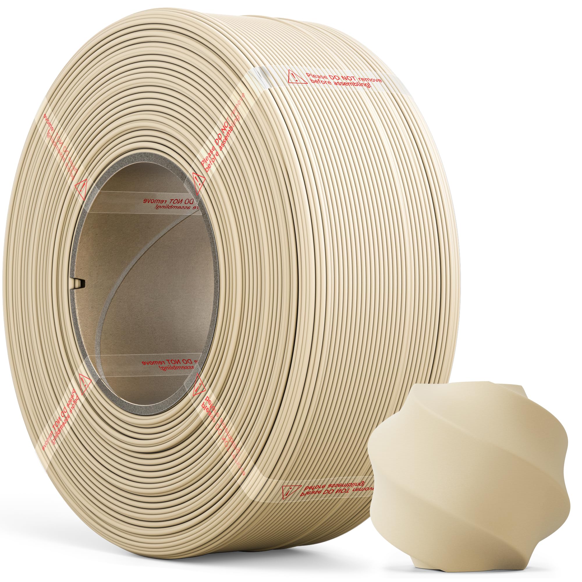 MarsWork Matte PLA Refill Filament 1kg (2.2lbs) for Reusable Spools, 1.75mm Spool-Less 3D Printing Filament Beige, Compatible wi