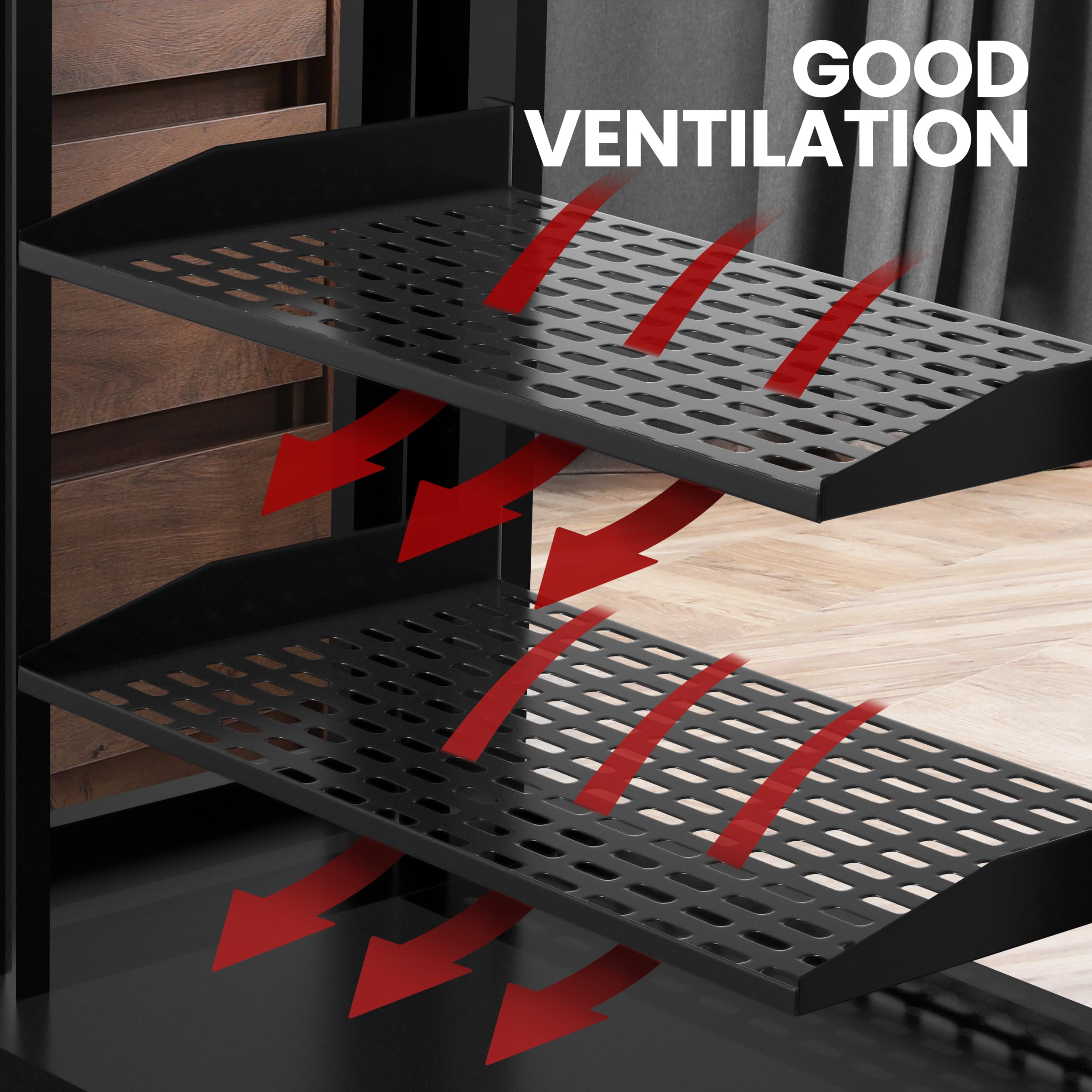 Pyle 19-Inch 1U Server, Vented Shelves For Good Air Circulation Cantilever Wall Rack, Universal Device, Cabinet Shelf, Computer