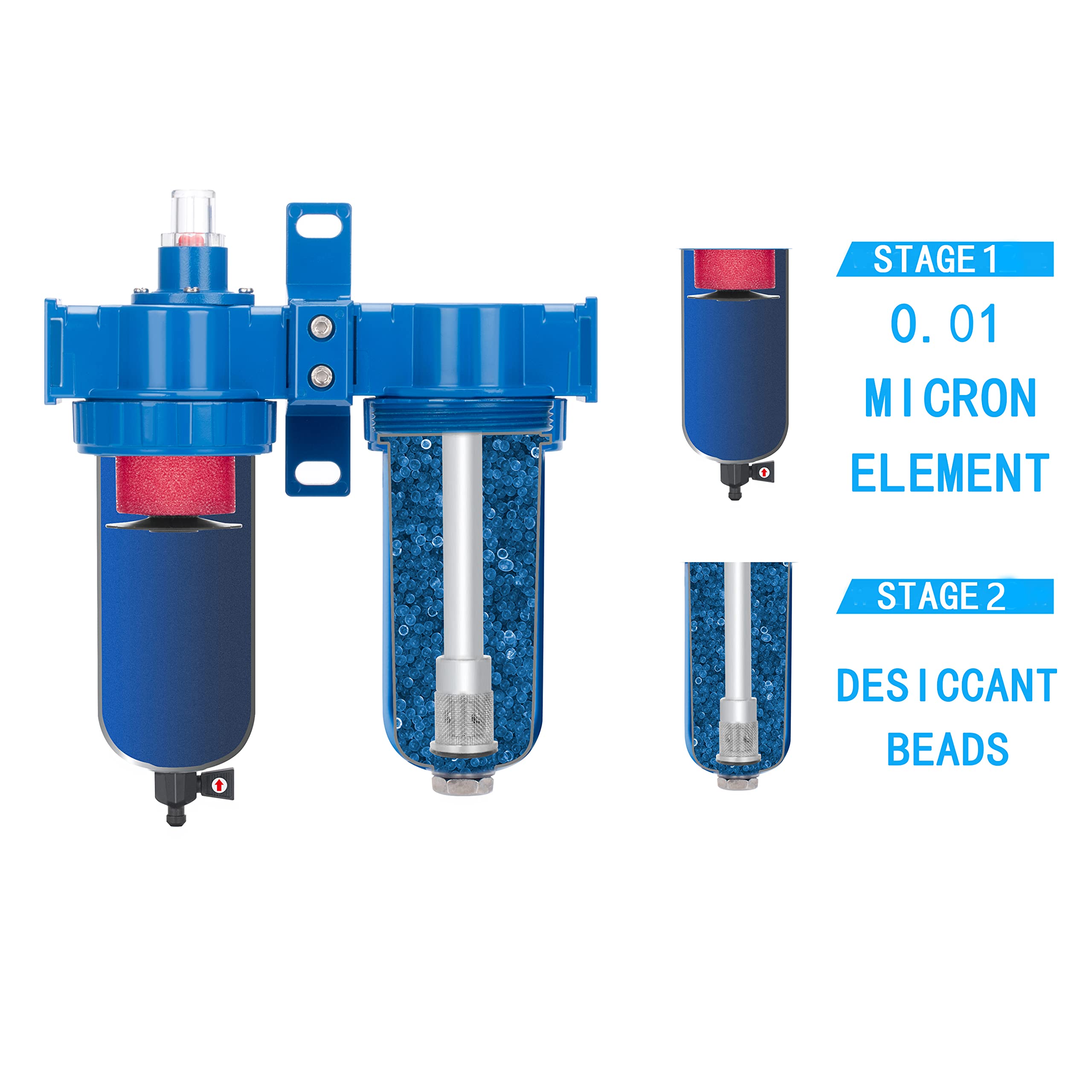 Nanpu Zinc Alloy Coalescing Filter & Desiccant Dryer System, Poly Bowl, Suitable For Paint Spray & Plasma Cutter (1/2'' Npt)