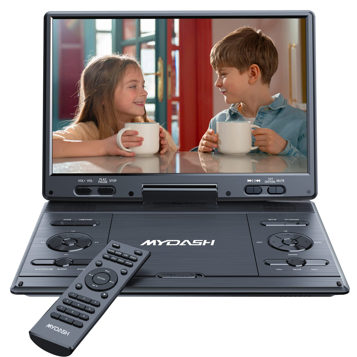 14.9' Portable Dvd Player With 12.5' Large Hd Swivel Screen, 6 Hours Rechargeable Battery, Exclusive Button Design, Car Headrest Mount Provided, High Volume Speaker, Support Cd/Dvd/Sd Card/Usb