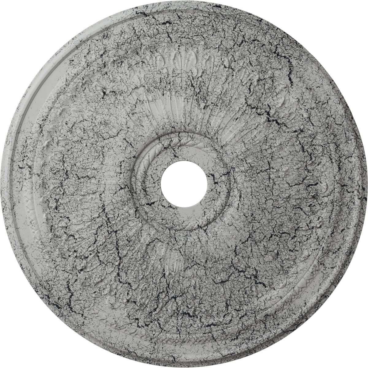 Ekena Millwork Cm29Oauwc Oakleaf Ceiling Medallion, 29 1/8''Od X 3 5/8''Id X 1''P, Hand Painted Ultra Pure White Crackle