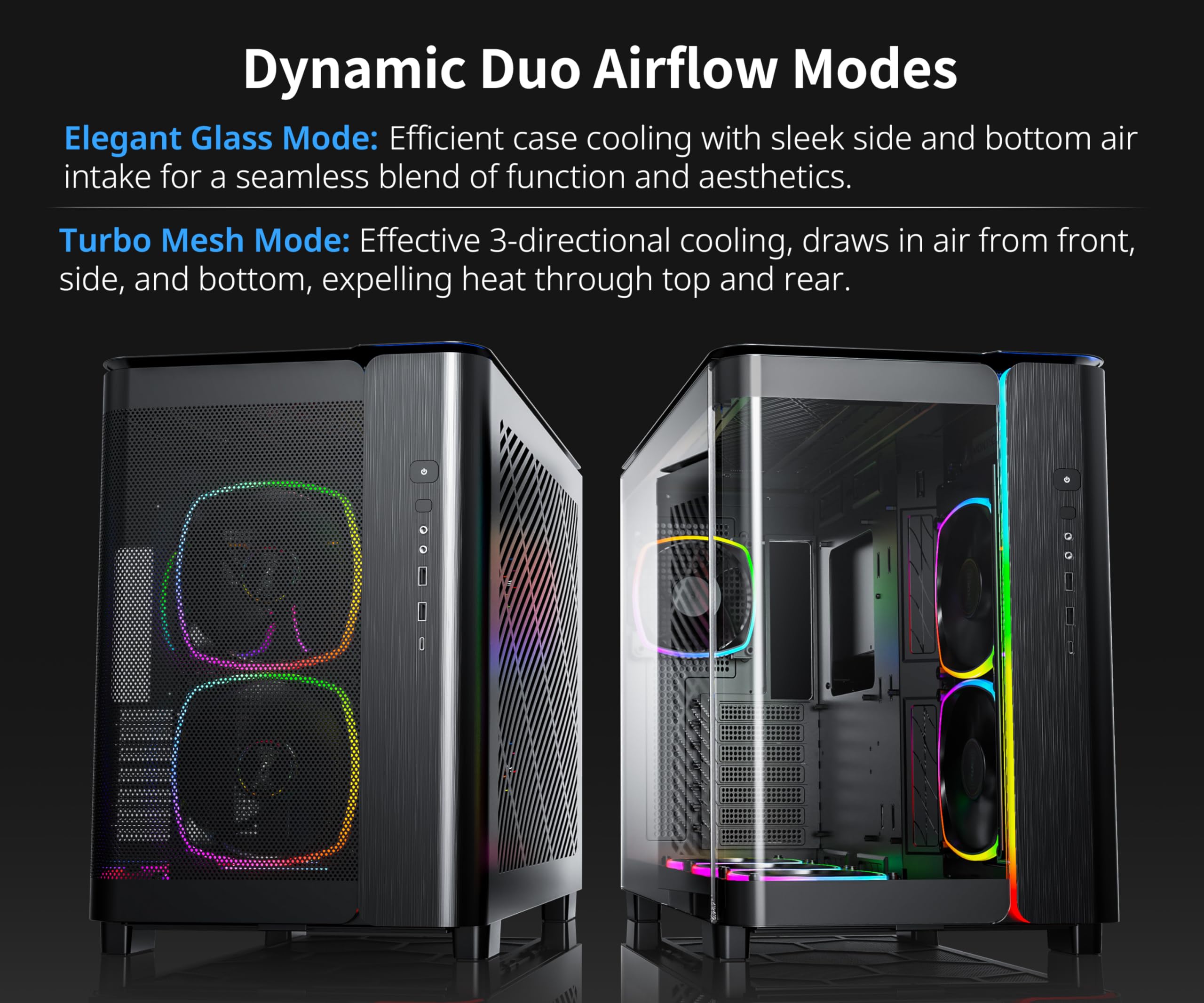 Montech, King 95 Dual Chamber Atx Mid Tower Pc Gaming Case, High Airflow, Toolless Panels, Sturdy Curved Tempered Glass Front An