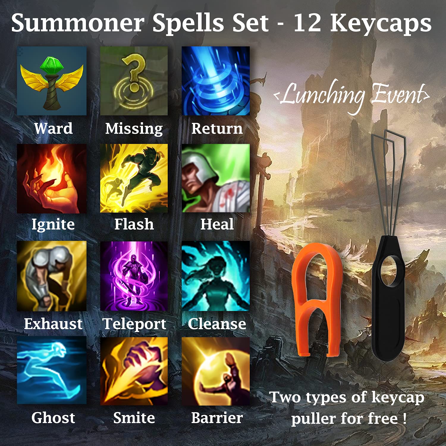 League Of Legends Custom Keycaps (Champion Lee Sin)   Laser Engraved With Each Champion'S Portrait, Passive, And Skills. Fit Wit