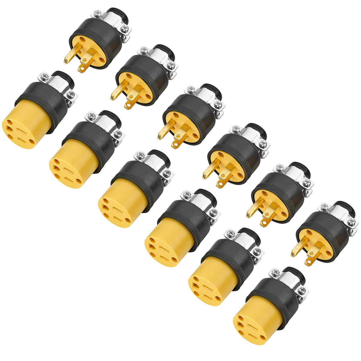 Extension Cord Electrical Wire Repair End 15 Amp, 125 Volt | 6 Sets Male Female 3-Prong Grounding Replacement Connectors Set | S