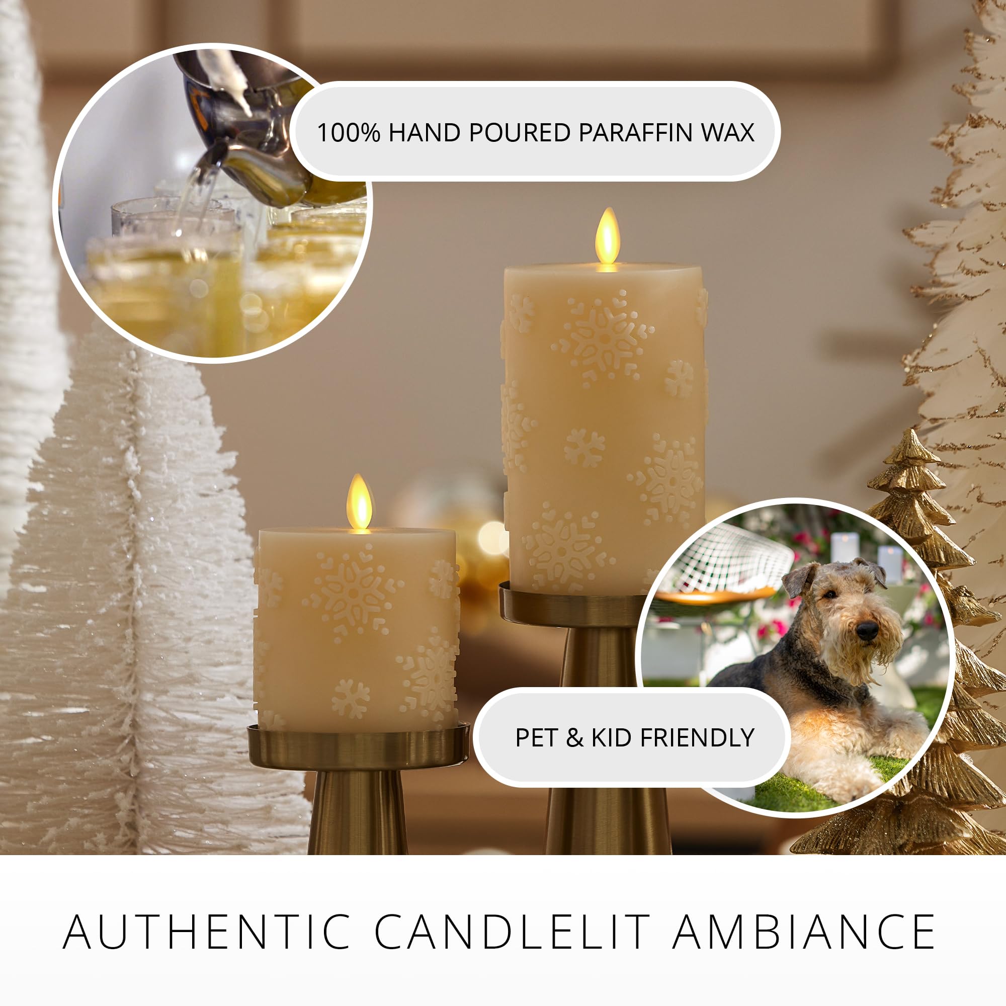Luminara White Swan Snowflake Embossed Flameless LED Candle - Thumbnail 5