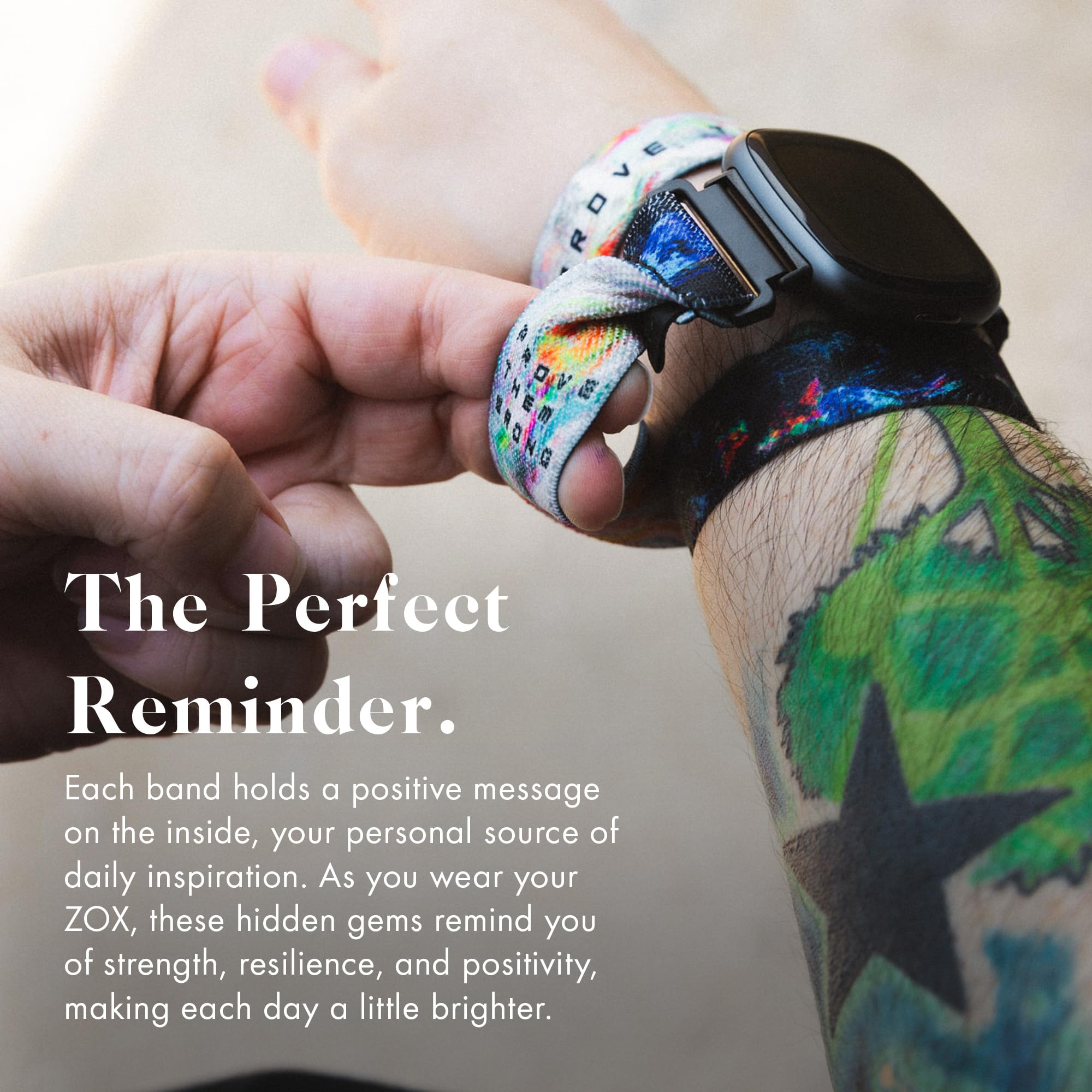 Zox Android Smart Watch Band - Prove Them Wrong | Soft, Adjustable Elastic Band With Motivational Affirmations And Beautiful Art