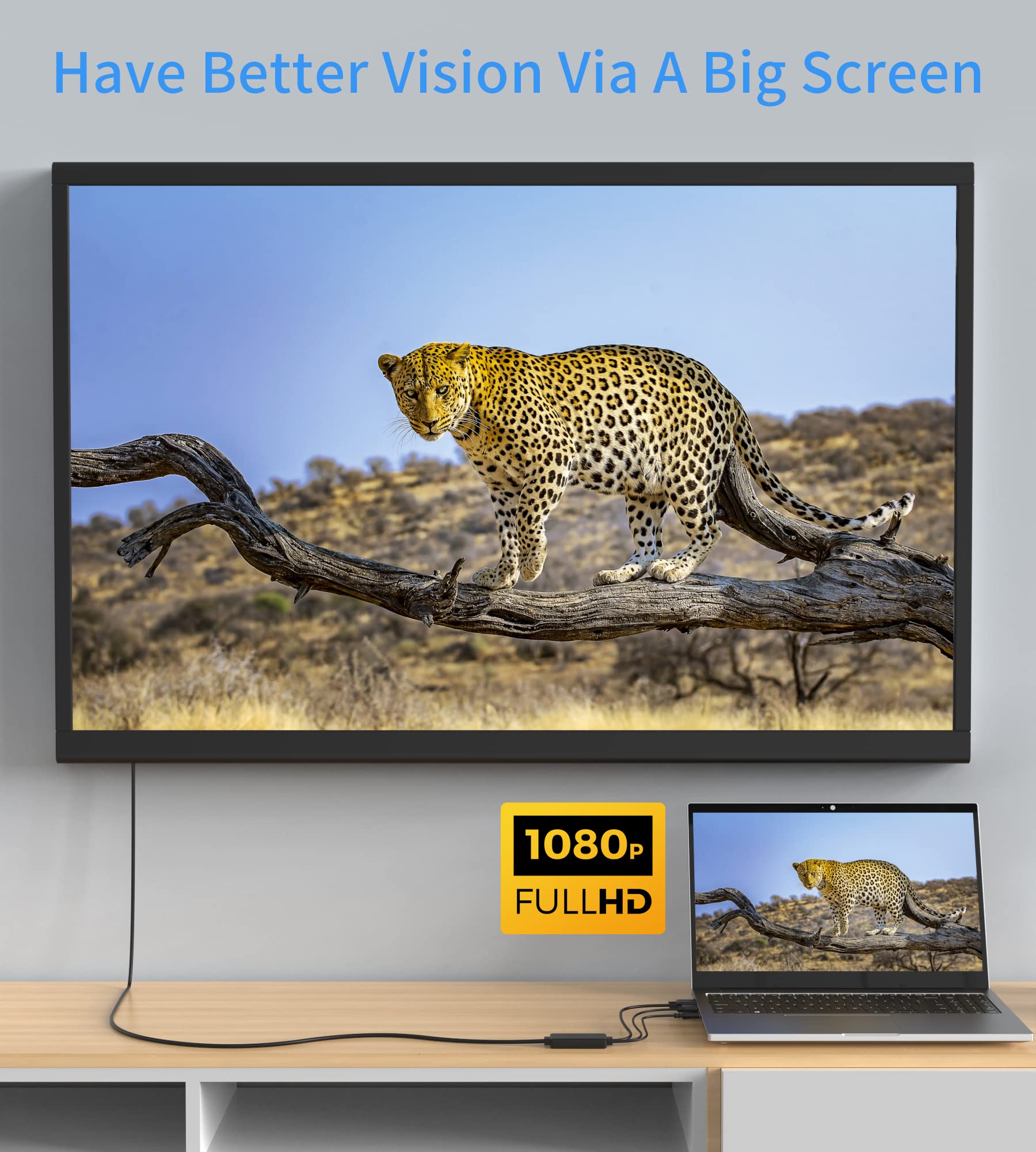 Fairikabe Vga To Hdmi Cable With Audio, 1080P Hd Vga To Hdmi Adapter Cable 6 Feet, Vga Male To Hdmi Male Cord For Vga Computer/L