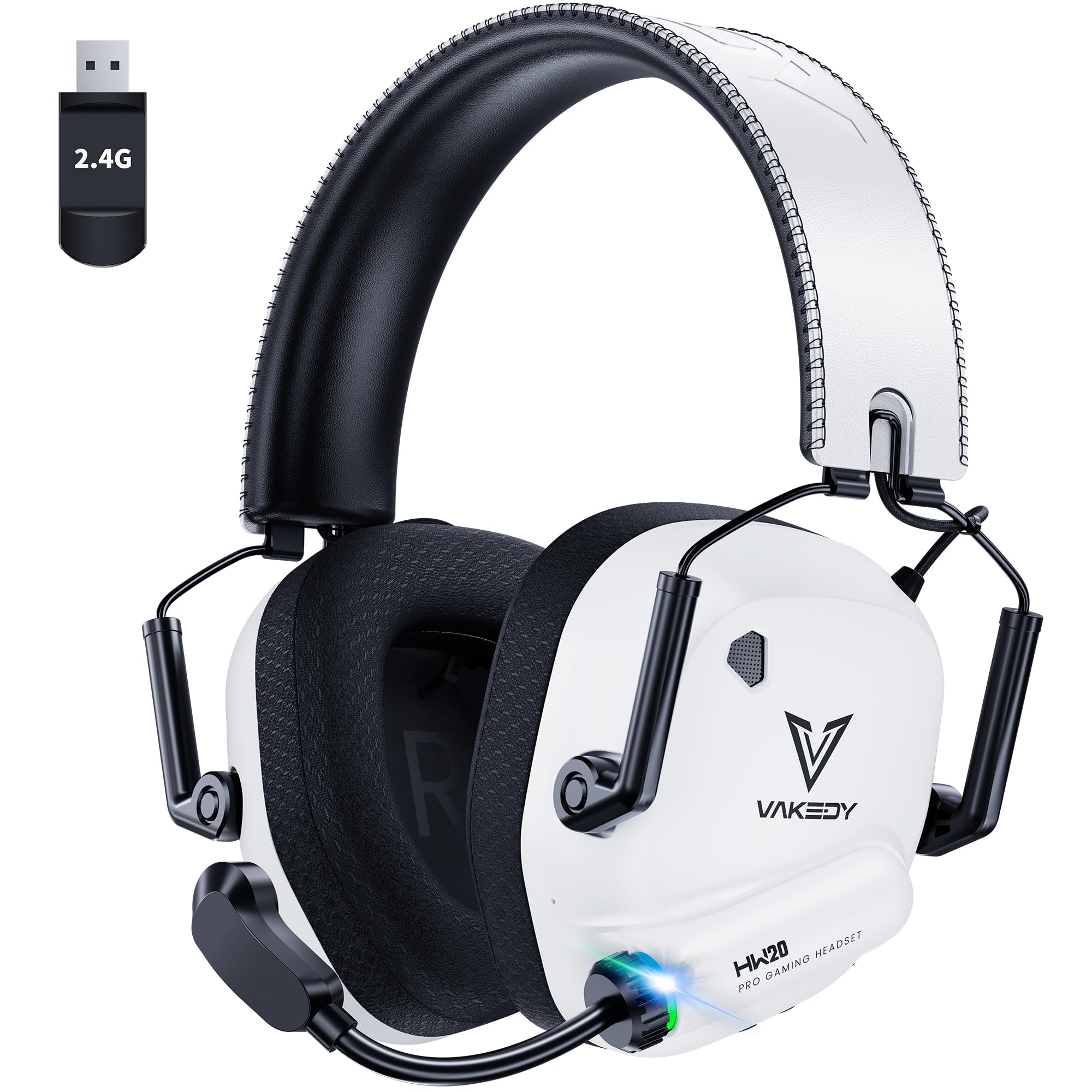 Vakedy Wireless Gaming Headset For Pc, Ps4, Ps5, Mac,Switch,2.4Ghz Usb Gaming Headset With Microphone Bluetooth Gaming Headset 5