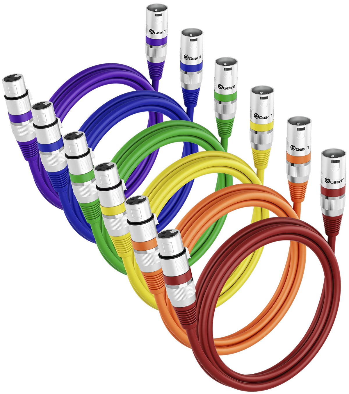Gearit Xlr To Xlr Microphone Cable (1 Feet, 6 Pack) Xlr Male To Female Mic Cable 3 Pin Balanced Shielded Xlr Cable For Mic Mixer
