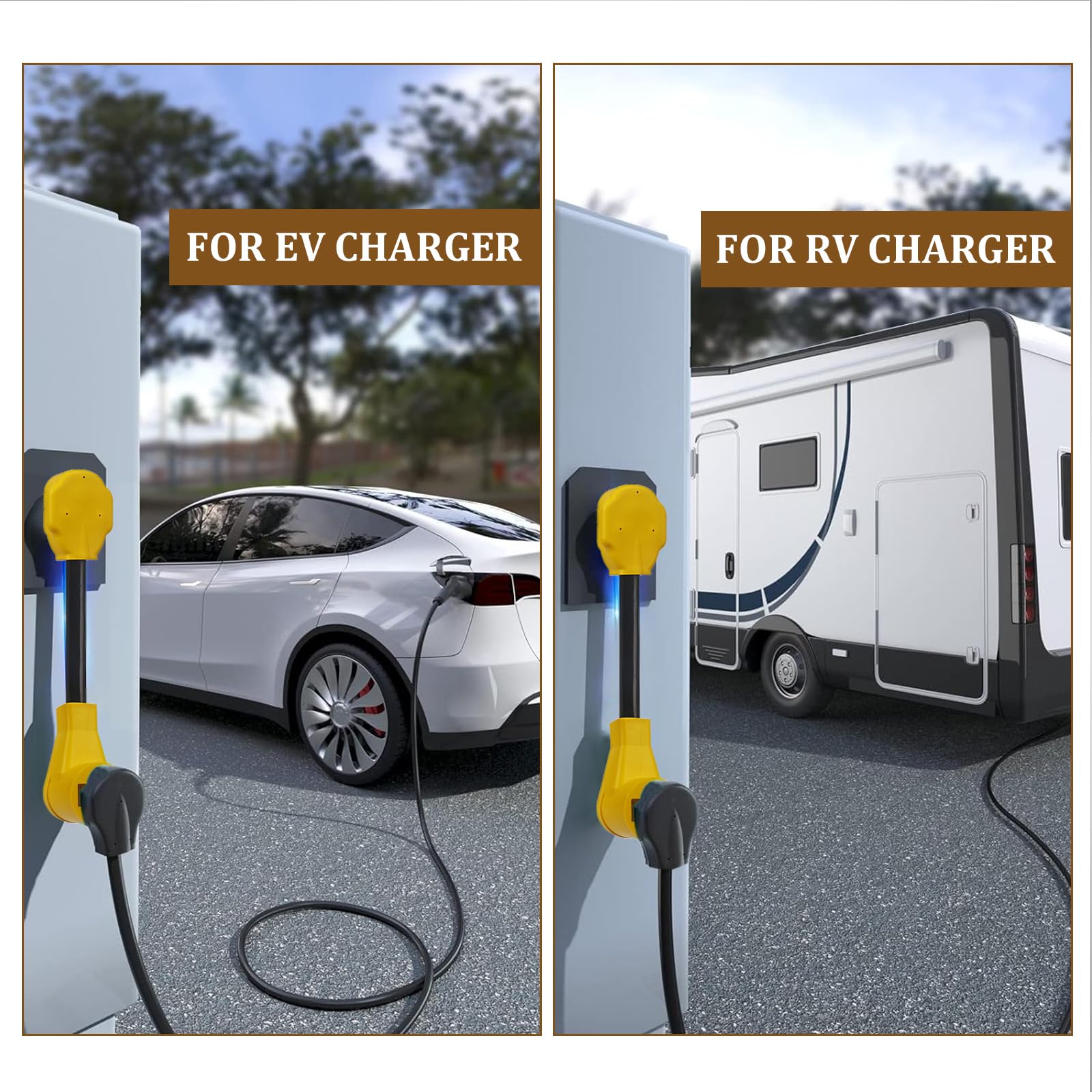 Nema 14 30P To 14 50R Ev Charger Adapter Cord, 30 Amp Dryer To 50 Amp Ev/Rv Conversion Adapter For Leave 2 Charging, Compatible