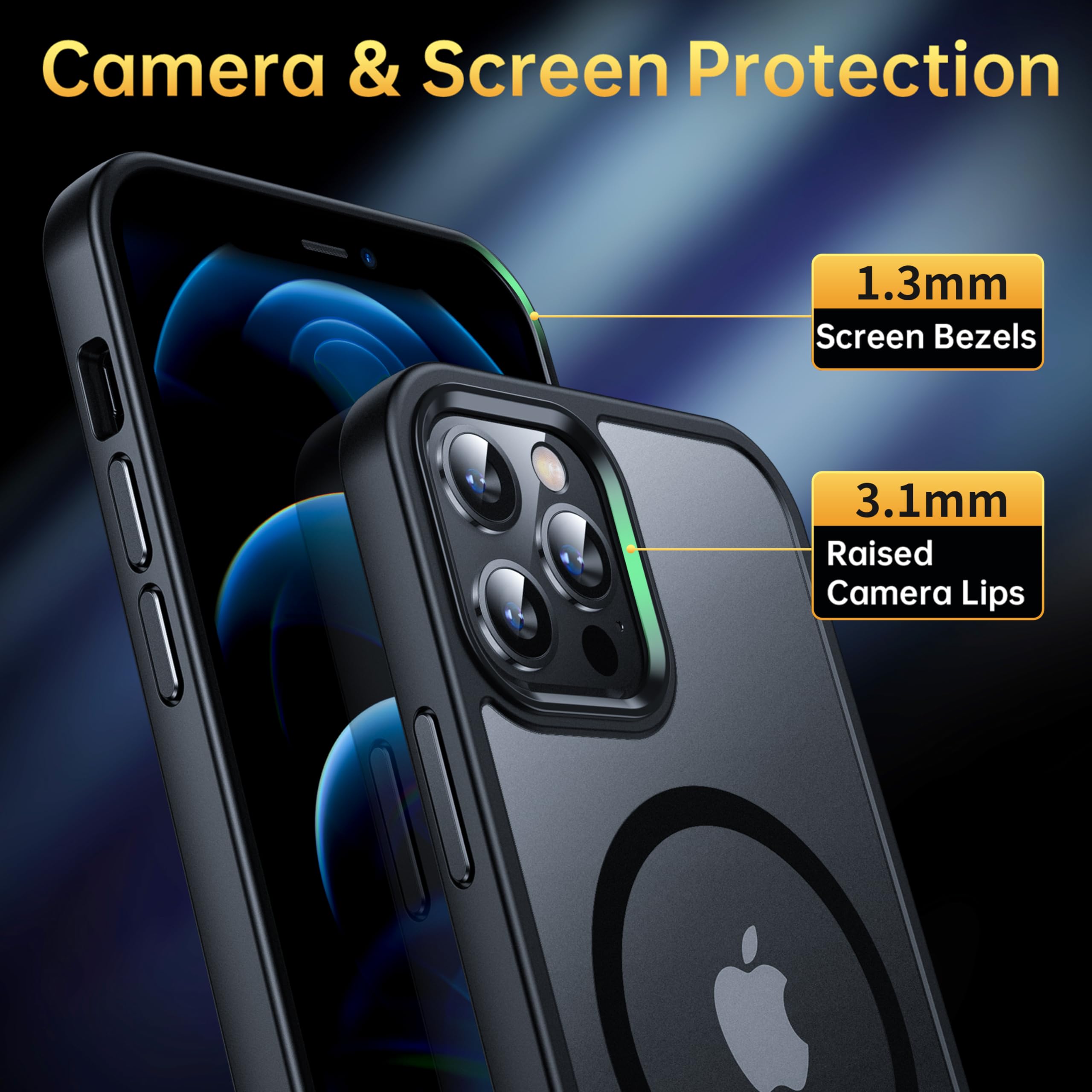 Casequue Magnetic Case For Iphone 12 Pro Max Case [Military Drop Protection] [Compatible With Magsafe]Anti Fingerprint Shockproo
