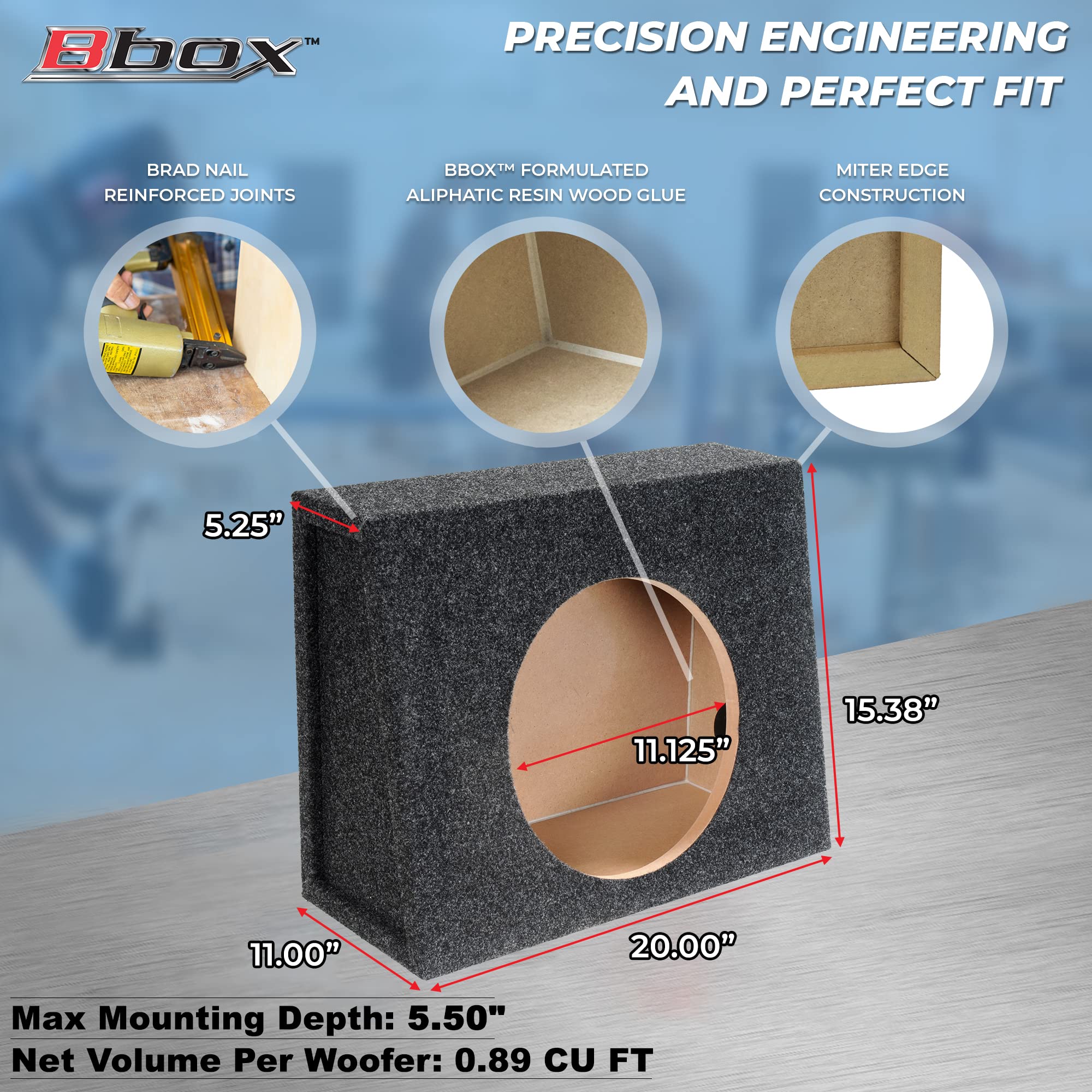 Atrend Bbox Single Sealed 12 Inch Subwoofer Enclosure   Car Subwoofer Boxes & Enclosures   Made In Usa Premium Subwoofer Box Imp