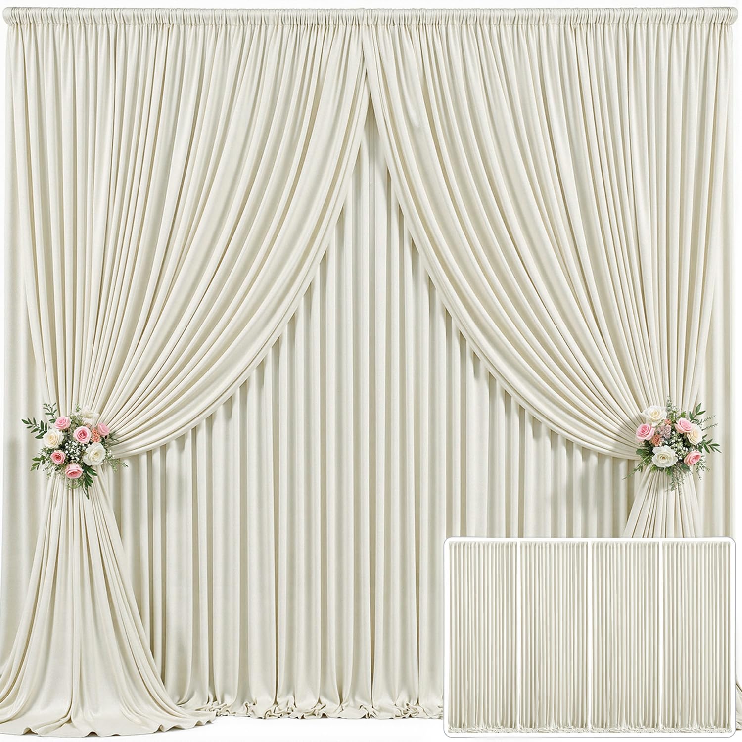 4 Panels Pink Backdrop Curtain for Parties Baby Shower Wrinkle Free Pink Photo Curtains Backdrop Drapes Fabric Decoration for We