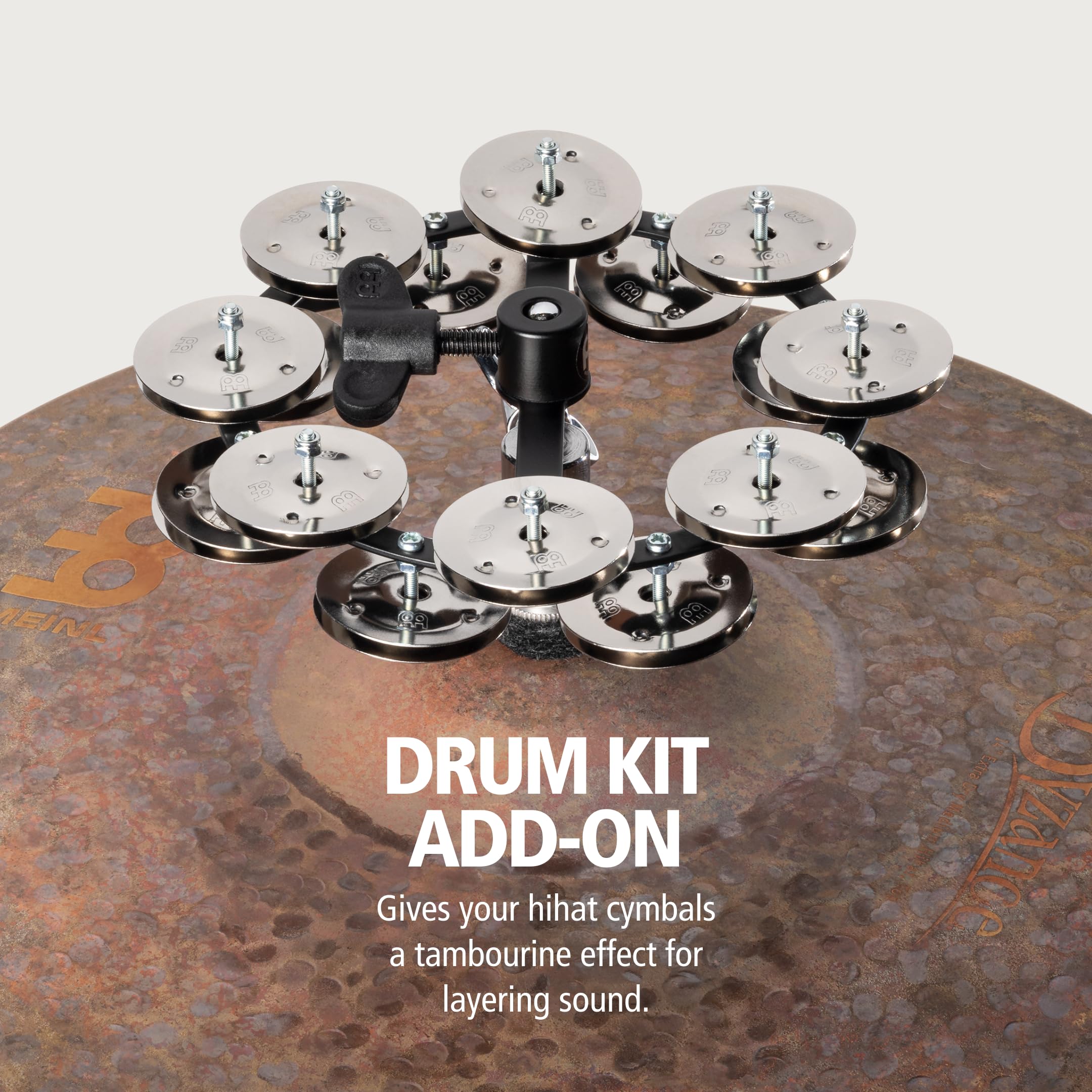 Meinl Percussion Hthh2Bk Headliner Series Hi Hat Tambourine With Double Row Steel Jingles 5 Inch   Black