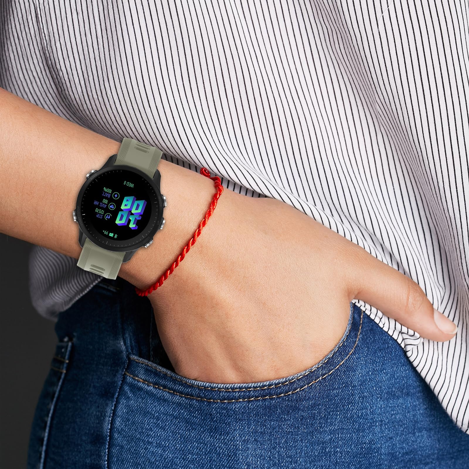 Topperfekt Band For Garmin Forerunner 955 Watch - Soft Silicone Replacement Band Strap Compatible With 955 Smart Watch For Women