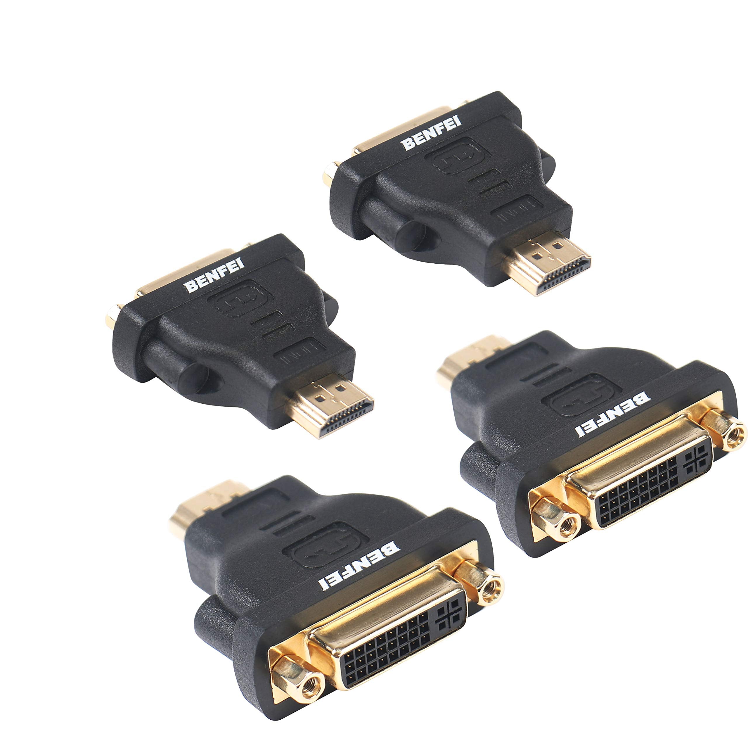 Benfei Hdmi To Dvi Adapter, Hdmi To Dvi D Dvi Bidirectional Converter Male To Female With Gold Plated Cord 4 Pack