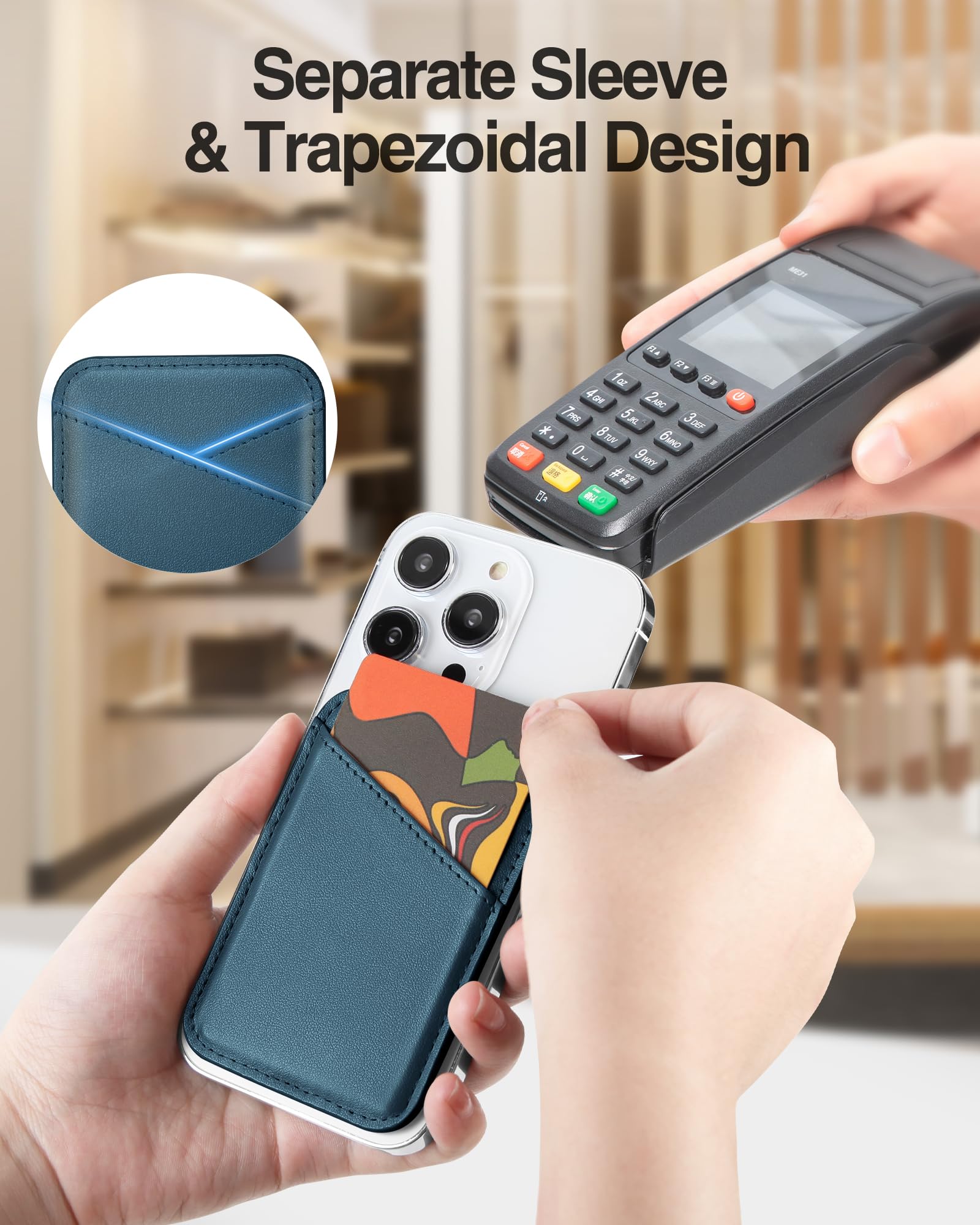 Miroddi For Magsafe Wallet, Leather Magnetic Wallet Card Holder For Iphone 16/15/14/13/12 Series, 0.12'' Invisible Ultra Thin Ma