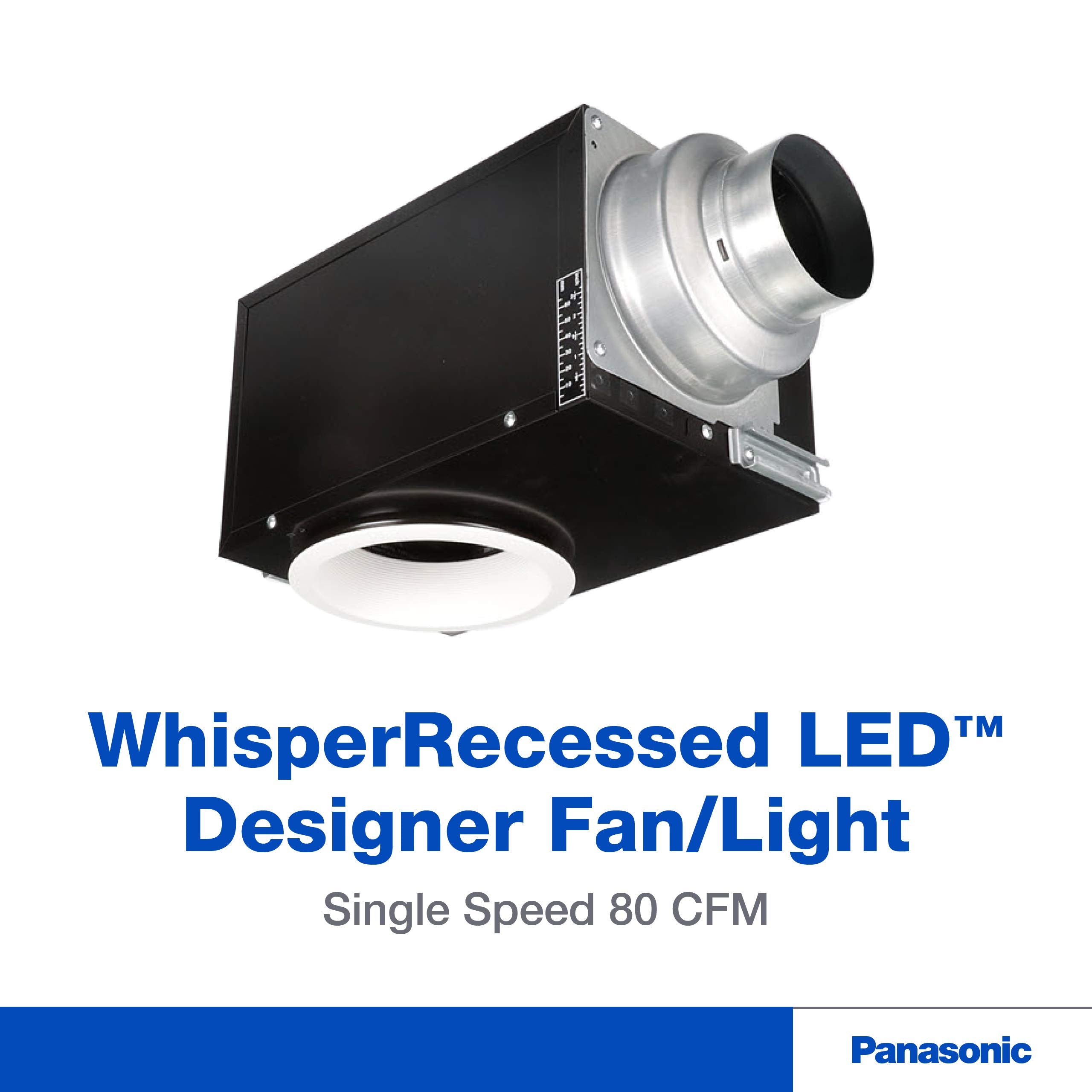 Panasonic Whisperrecessed Ceiling Mount Bathroom Exhaust Fan With Dimmable Led Light, 80 Cfm, Fv-08Vre2