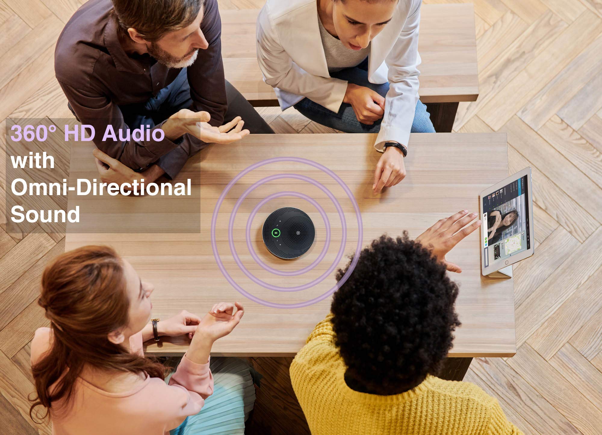 Yamaha Yvc-200 Portable Usb & Bluetooth Speakerphone, Hold Meetings Anywhere, Noise Reducing Conference Phone With 10-Hour Recha