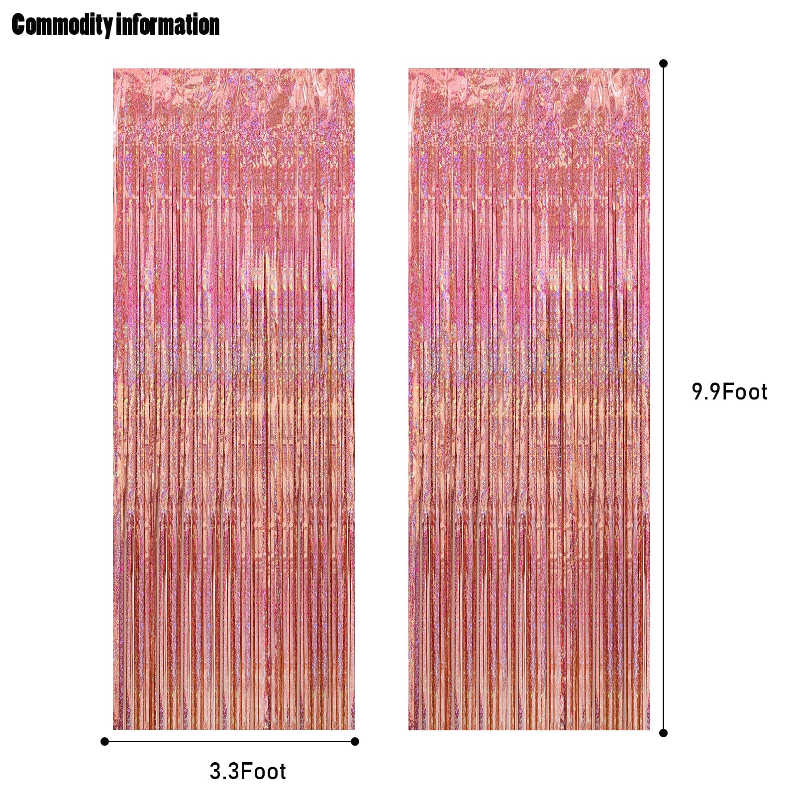 Canrevel 2 Pack 3.3X8.2 Feet Rose Gold Foil Fringe Backdrop Curtains, Glitter Tinsel Streamers Birthday Party Decorations, Fring