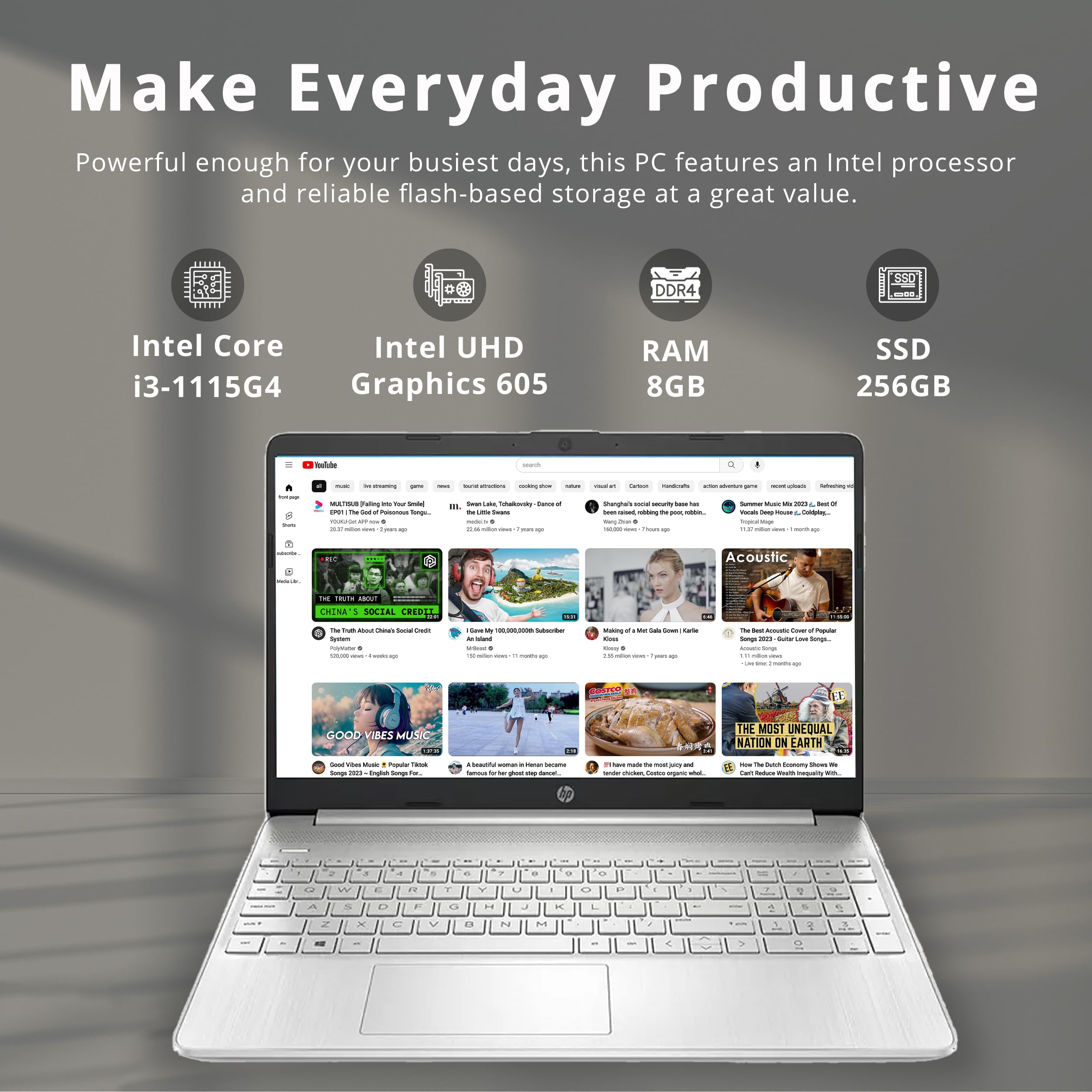 Hp 2022 15.6'' Hd Brightview Laptop, Intel Pentium Silver N5030 Processor, 8Gb Ram, 256Gb Pcie Ssd, Intel Hd Graphics 605, 720P