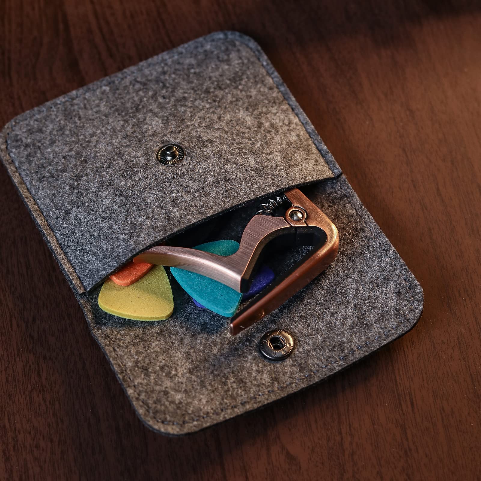 Ukulele Capo For Soprano, Concert, Tenor, Baritone Ukulele With Felt Picks (Copper)