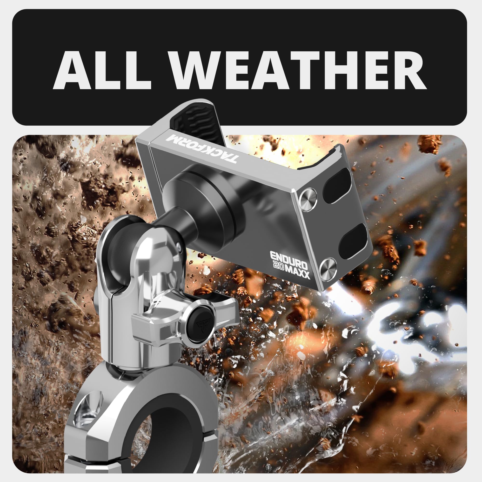 Tackform Chrome Motorcycle All Metal Phone Mount - 20Maxx Spring Cradle | Universal Clamp Fits 1-1/4'' To 1-1/2'' Handlebars | A