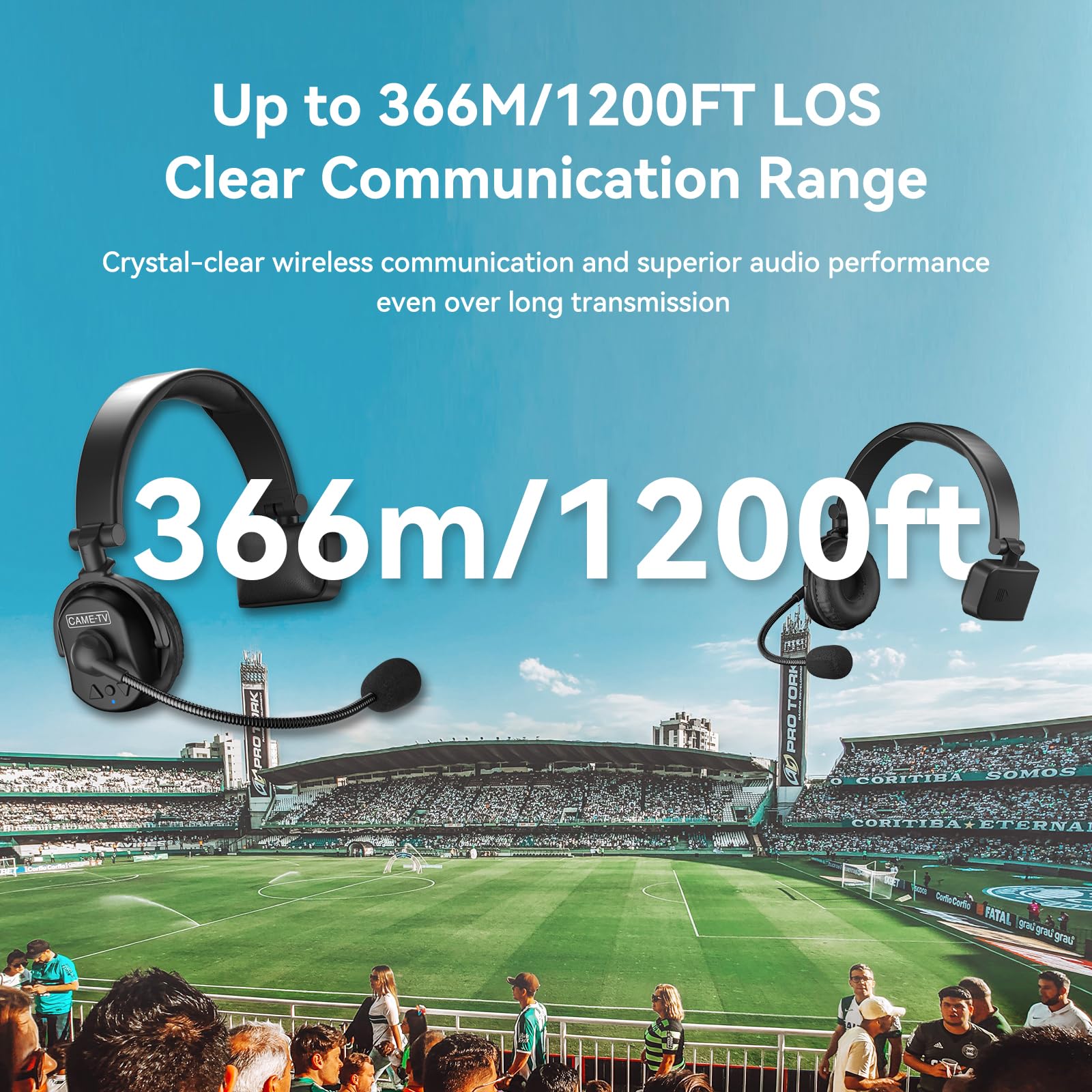 Cametv Waero 1.9Ghz Wireless Intercom Headset System Noise Cancellation Zero Latency Full Duplex 7 Person Team Communication Wit