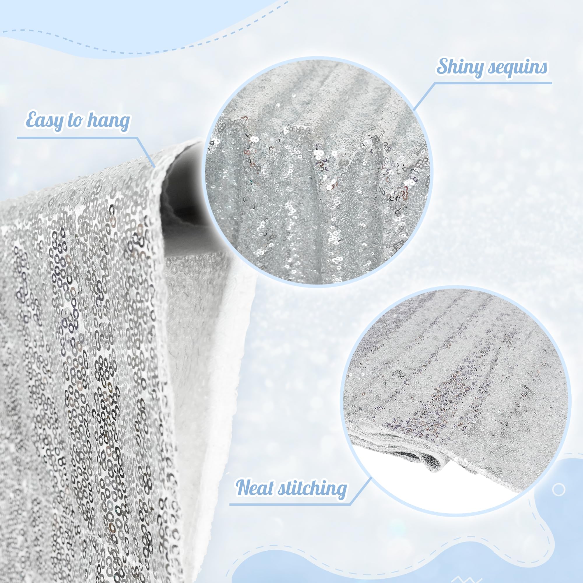 Partydelight Silver Sequin Backdrop, Photography Curtain Special Events, Party 6Ftx7 Ft