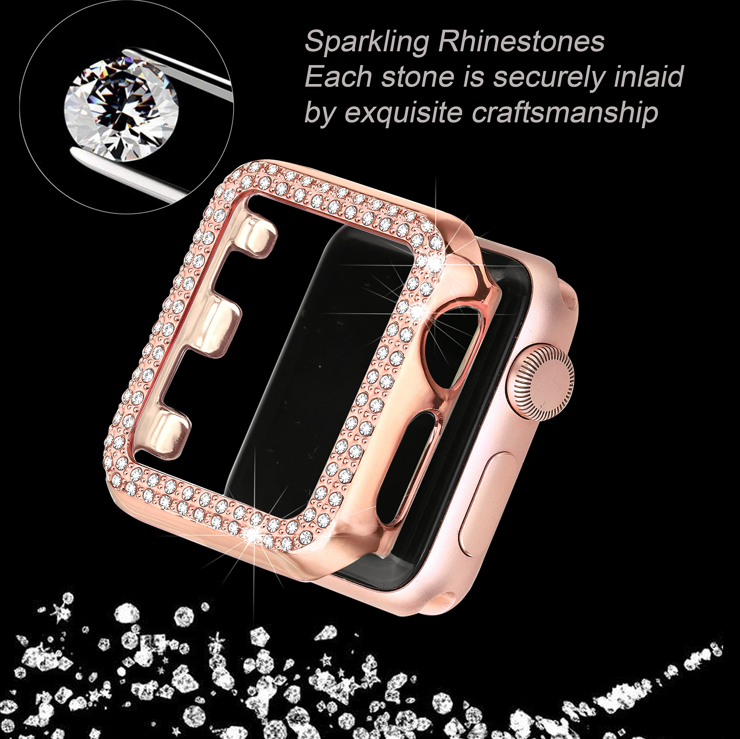 Secbolt Bling Case Compatible With Apple Watch Series 8 Series 7 45Mm, Full Cover Bumper Screen Protector For Iwatch 8/7 (Copper