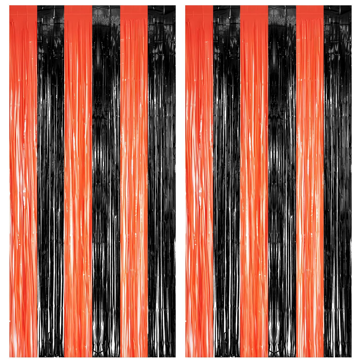 Black Orange Streamers Party Backdrop   Greatril Tinsel Fringe Curtain For Halloweens/Pumpkin/Birthdays Party Decoration   3.2Ft