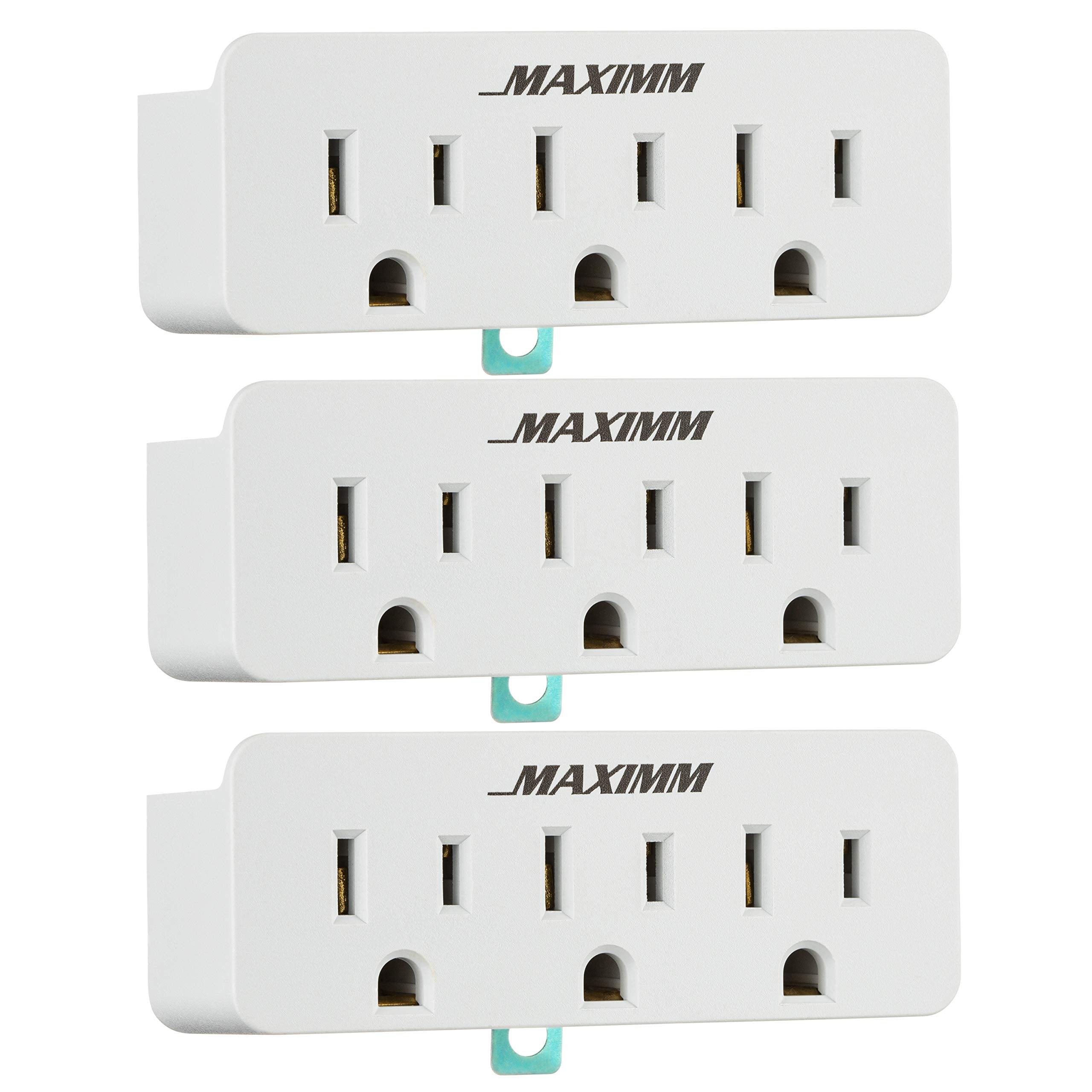 2 Prong To 3 Prong Outlet Adapter Converter (3Pack) 3 Grounding Plug White, Turn 2Prong Outlet To 3 Ground Outlets, Etl Listed