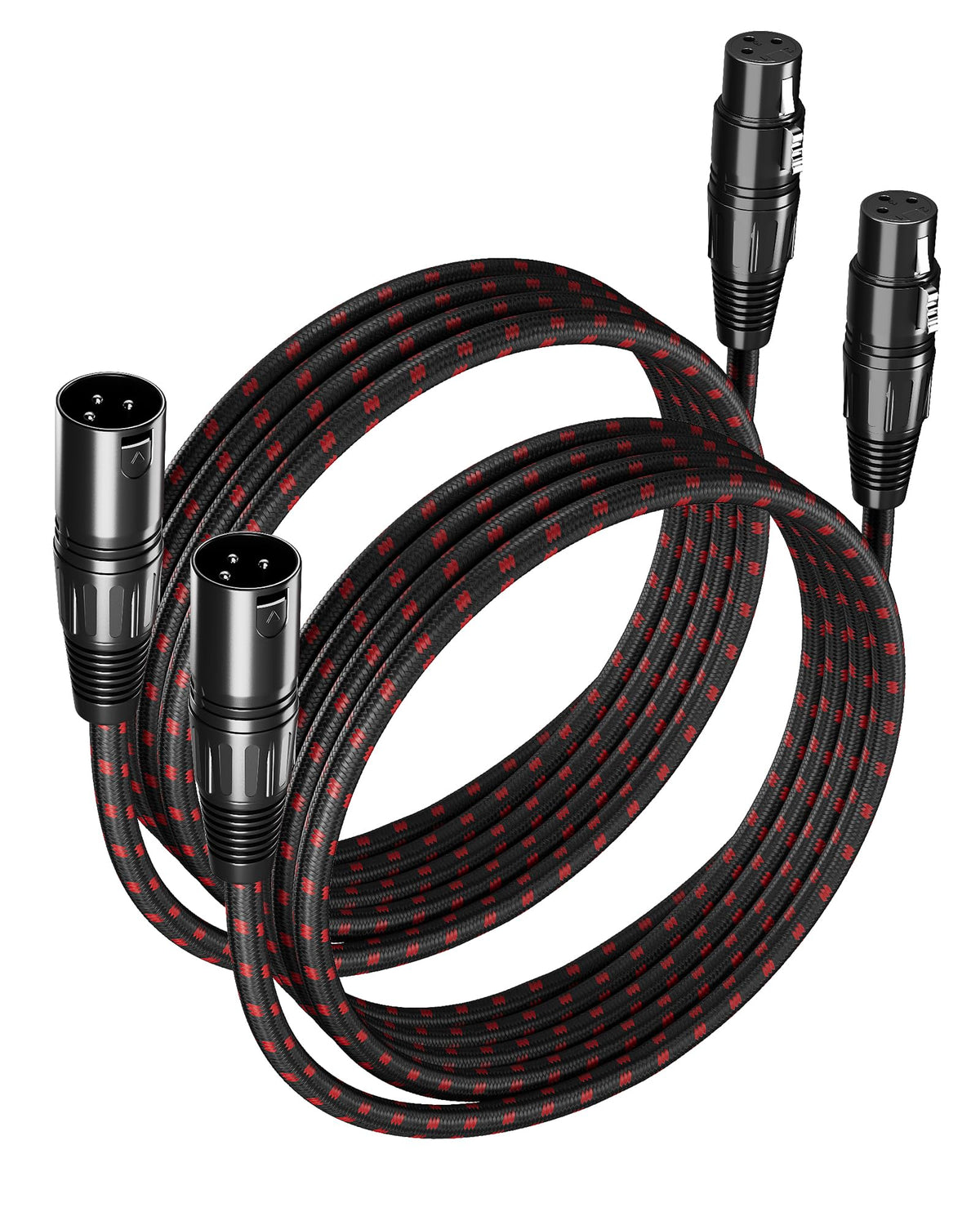 Glanics Xlr Microphone Cable 6 Ft 2 Pack Braided Balanced Shielded Xlr Cables Male To Female 3 Pin Connector For Microphones Rec