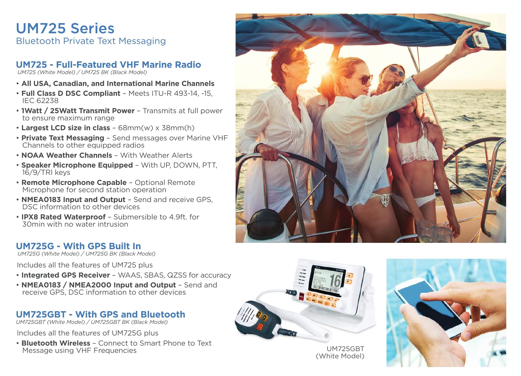 Uniden Um725Bk Marine Vhf Radio, All Usa, Canada, And Int'L. Marine Channels, 1Watt/25Watt Transmit Power, Largest Lcd Screen In,WBEEAB0B5YCRD1T