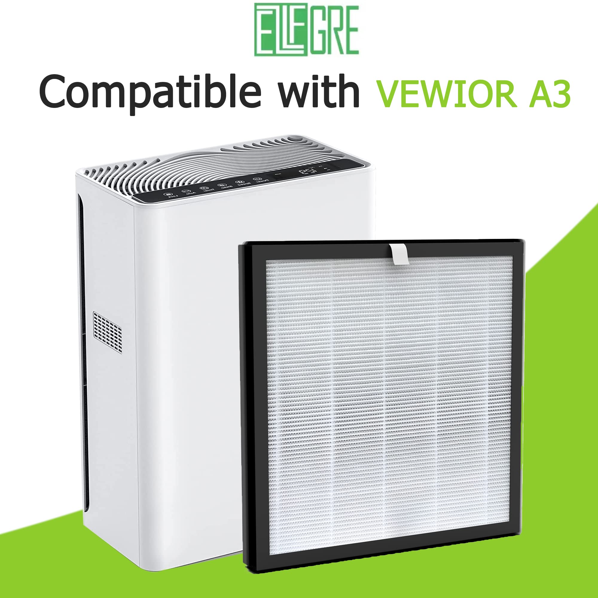 Ezlfgre A3 Replacement Filter, Fit For Vewior A3 Air Purifier, 3 In 1 H13 True Hepa, 2 Pack
