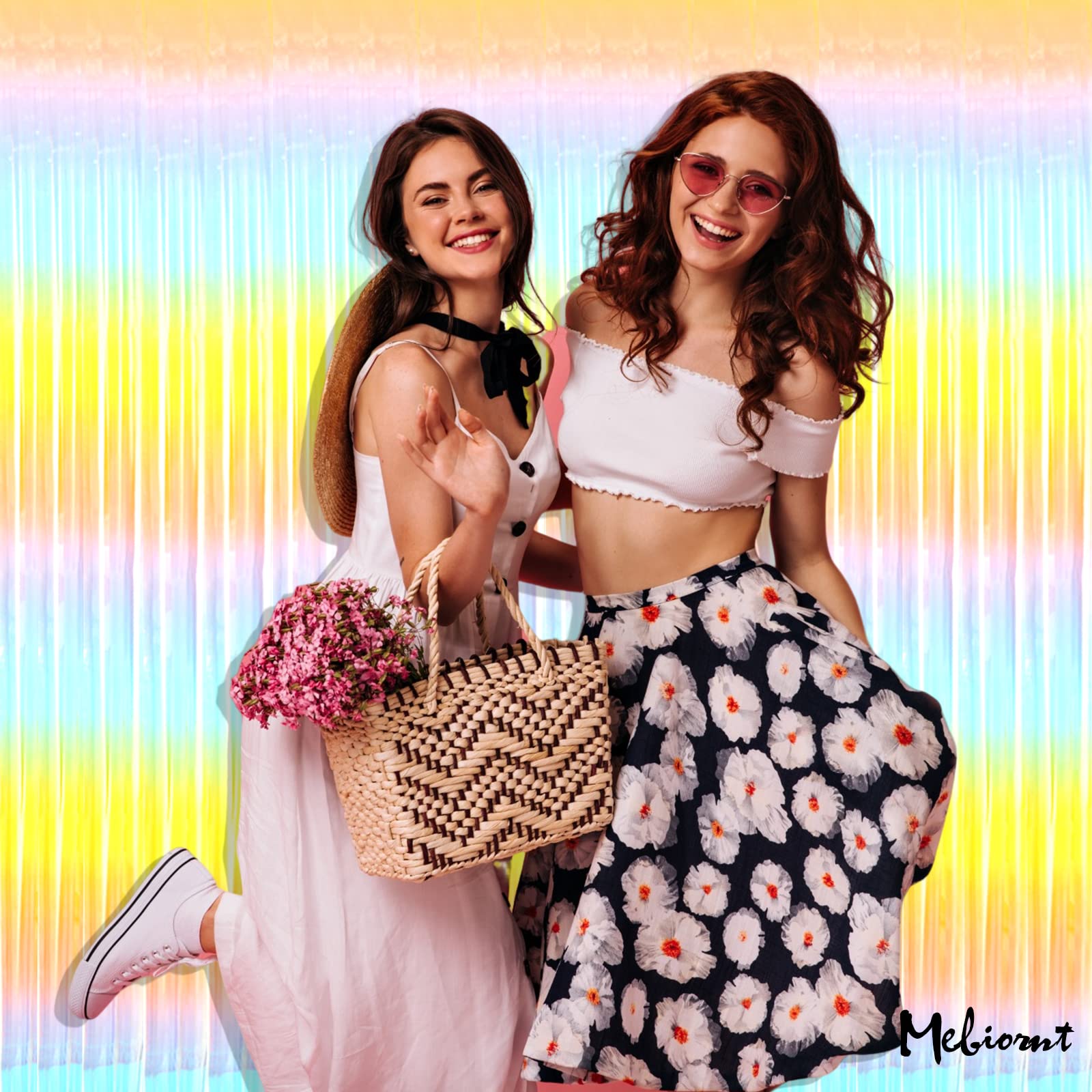 4 Pack Fringe Curtain Backdrop, 3.2Ft X 8.2Ft Rainbow Metallic Tinsel Foil Fringe Streamers Background For Photo Booth Birthday