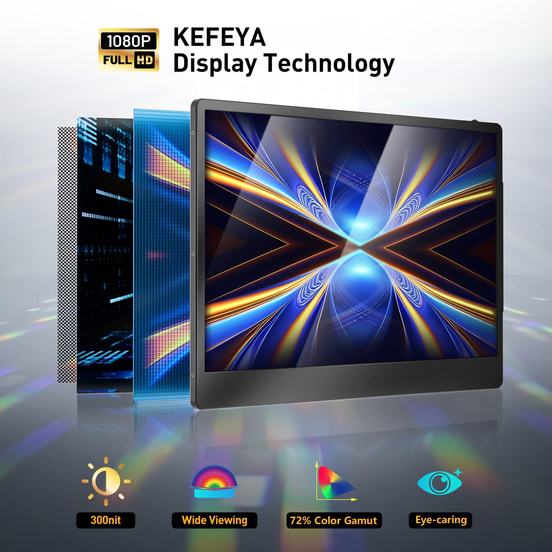 Kefeya Laptop Screen Extender, 14.2'' Portable Triple Monitor For Laptop With Full Hd Ips Display, Laptop Extended Monitor Compa