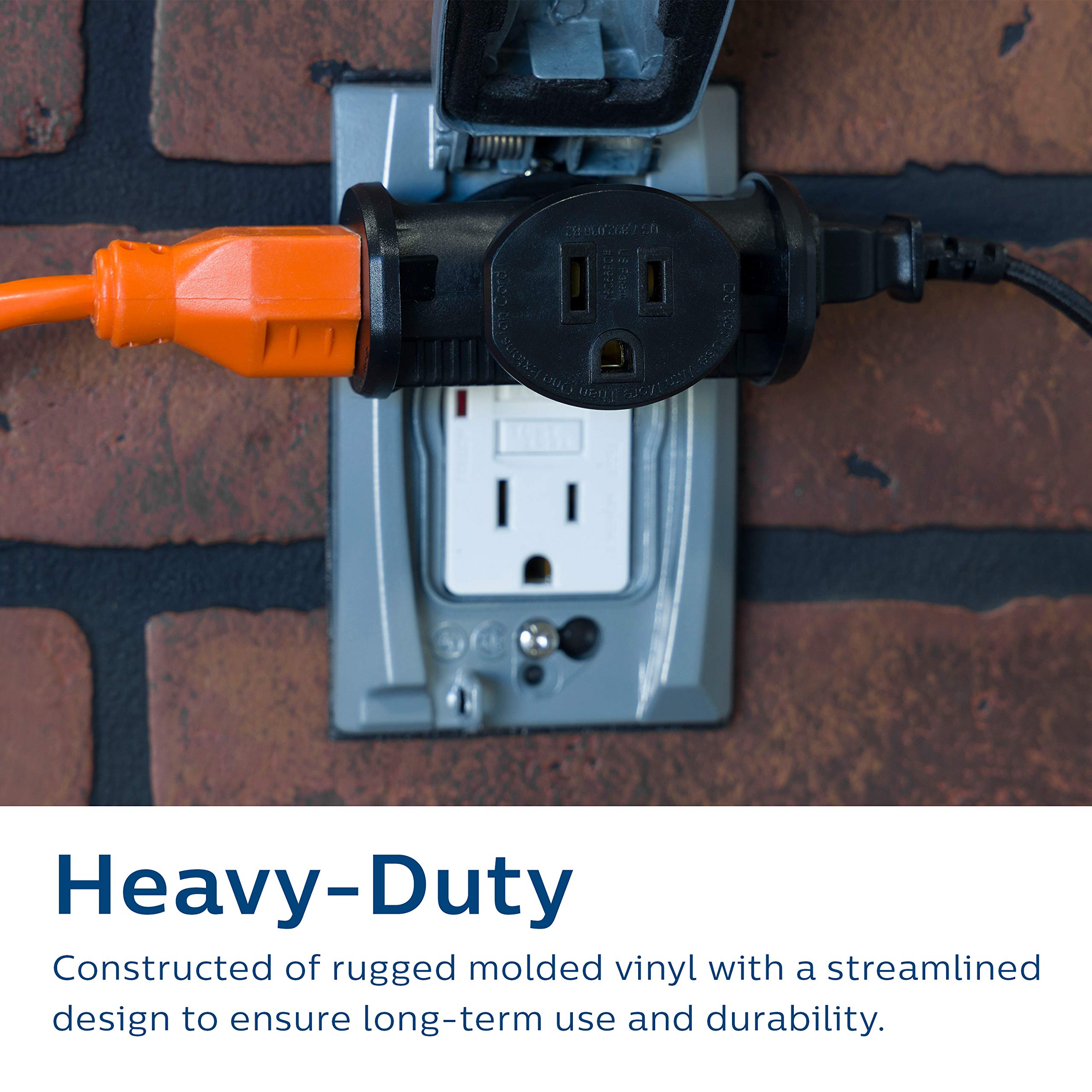 Philips 3 Outlet Extender, T Shaped Adapter Spaced, Grounded Wall Tap, 3 Prong, Multiple Plug, Power Splitter, Cruise Essentials