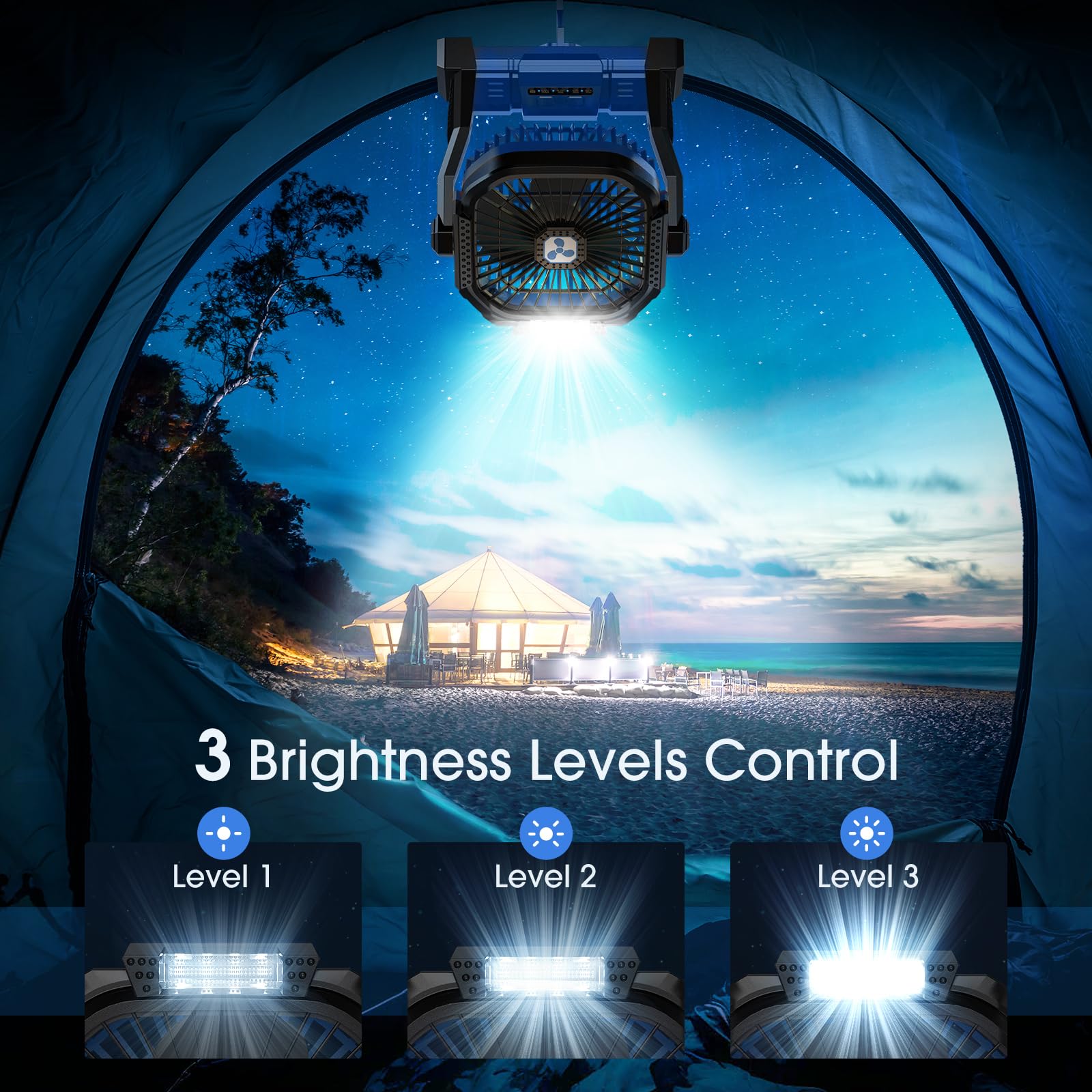 Portable Fan Rechargeable, Cordless Battery Powered Fan With Led Lantern, 20000Mah Table Fan, Usb C Battery Operated Fans For Tr