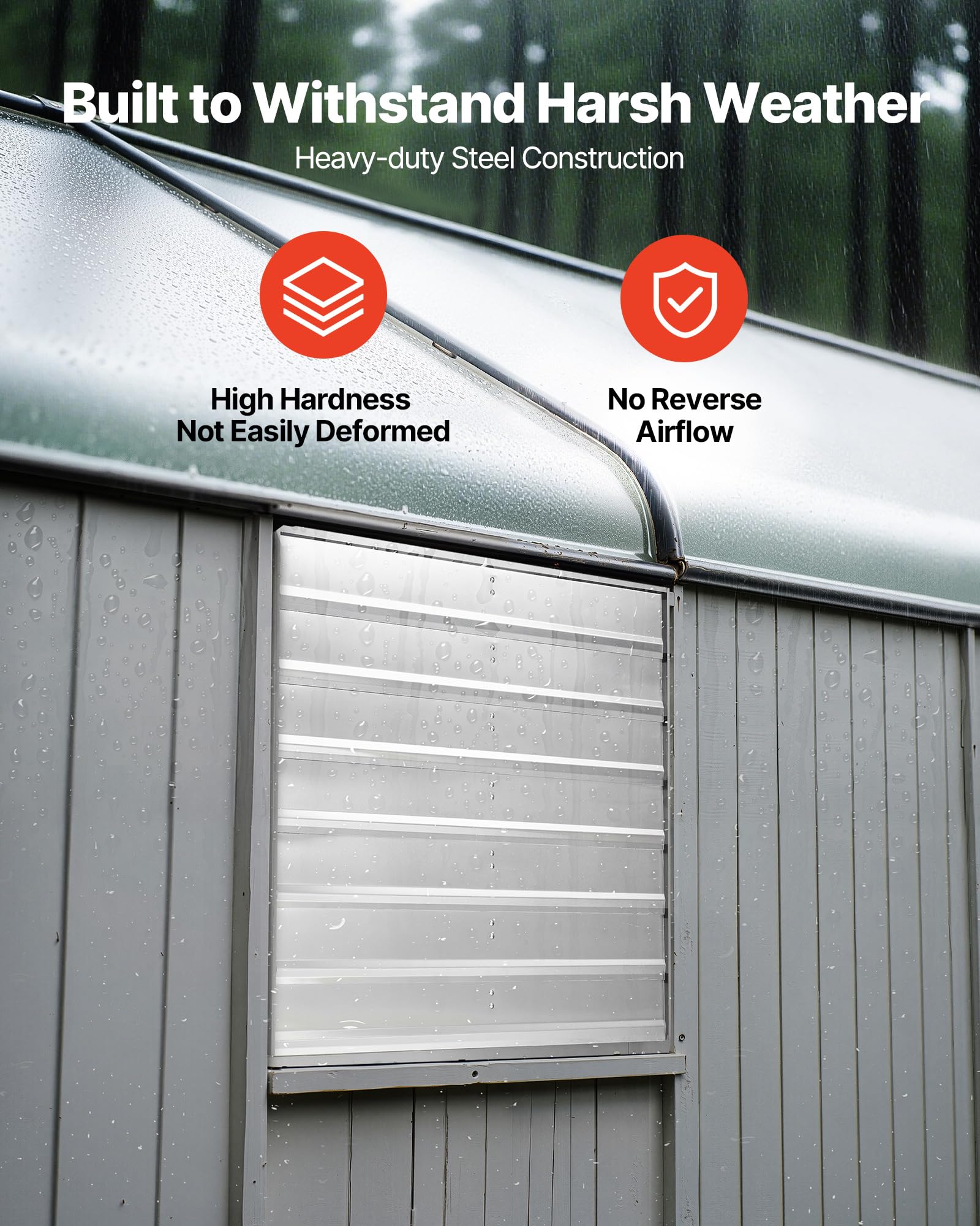 Vevor 30 Inch Shutter Exhaust Fan, Wall Mounted Attic Vent Fan With 6900 Cfm Airflow, Ac Motor, Heavy-Duty Steel Construction, L