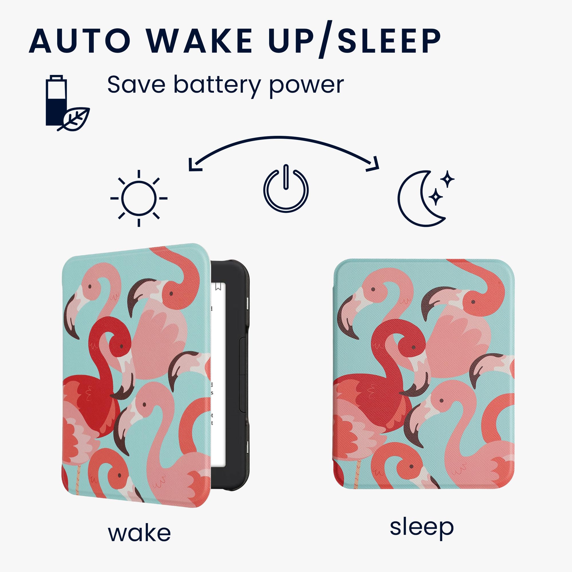 Kwmobile Case Compatible With Barnes & Noble Nook Glowlight 4 / 4E Case   Ereader Cover   Flamingos Dark Pink/Pink/Red