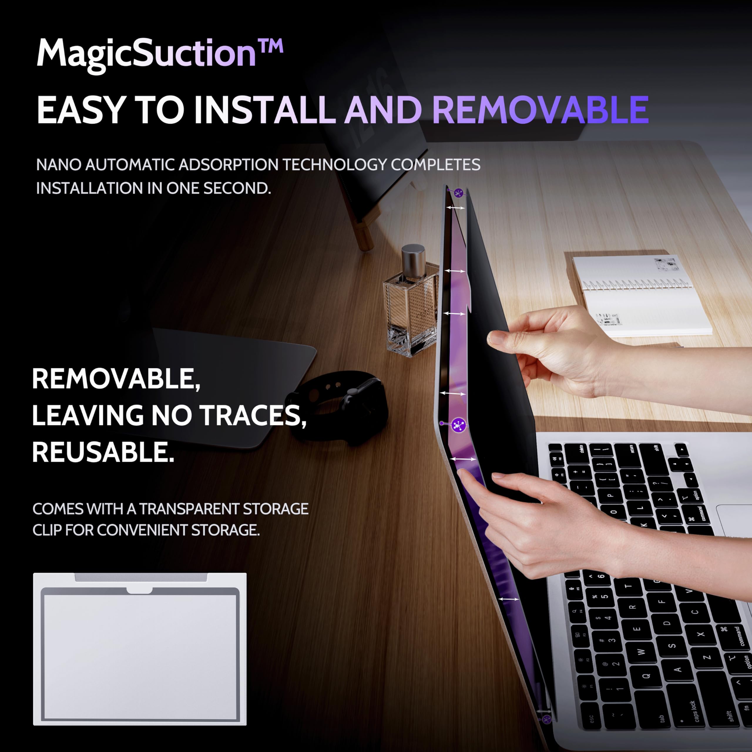 Peslv Privacy Screen For Macbook Pro 13 In (2016 2022, M1, M2) & Macbook Air 13 Inch (2018 2021, M1), Magicsuction Removable Ant