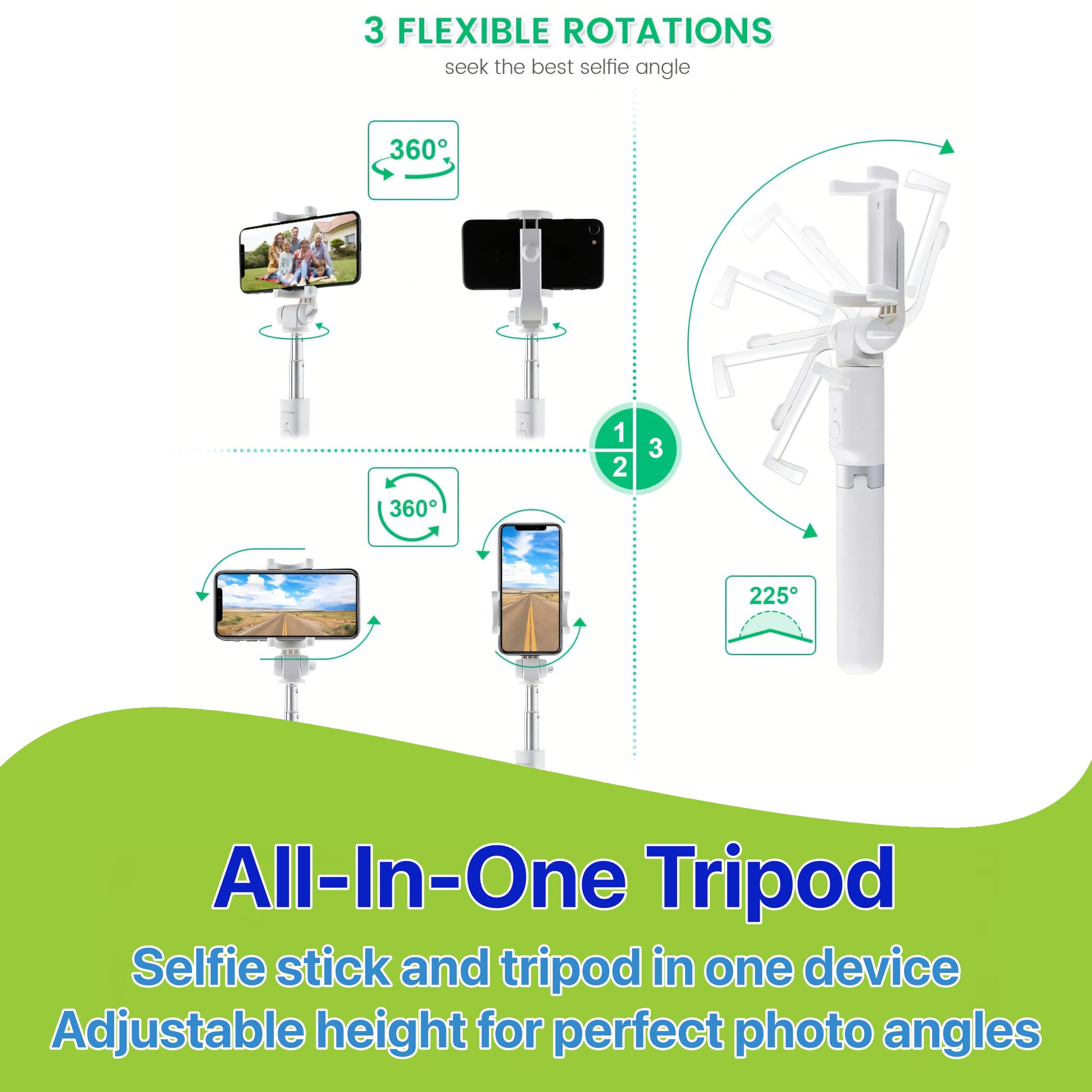 Pokanic Selfie Stick Tripod With Wireless Remote Controller Pouch Extendable Adjustable Stand Mount Light Weight V Log Compatibl